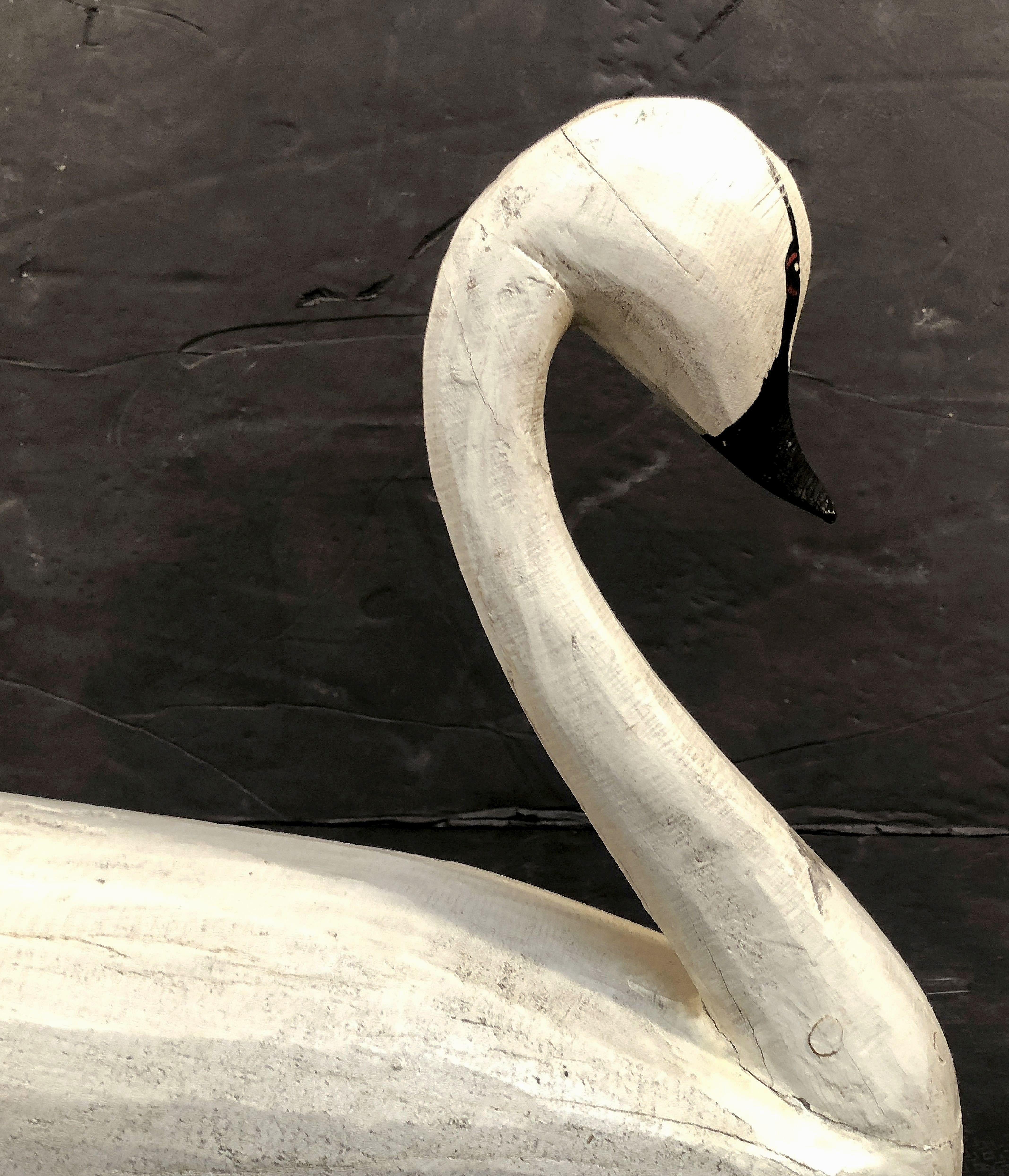 American Swan Decoy or Sculpture of Painted Wood 1