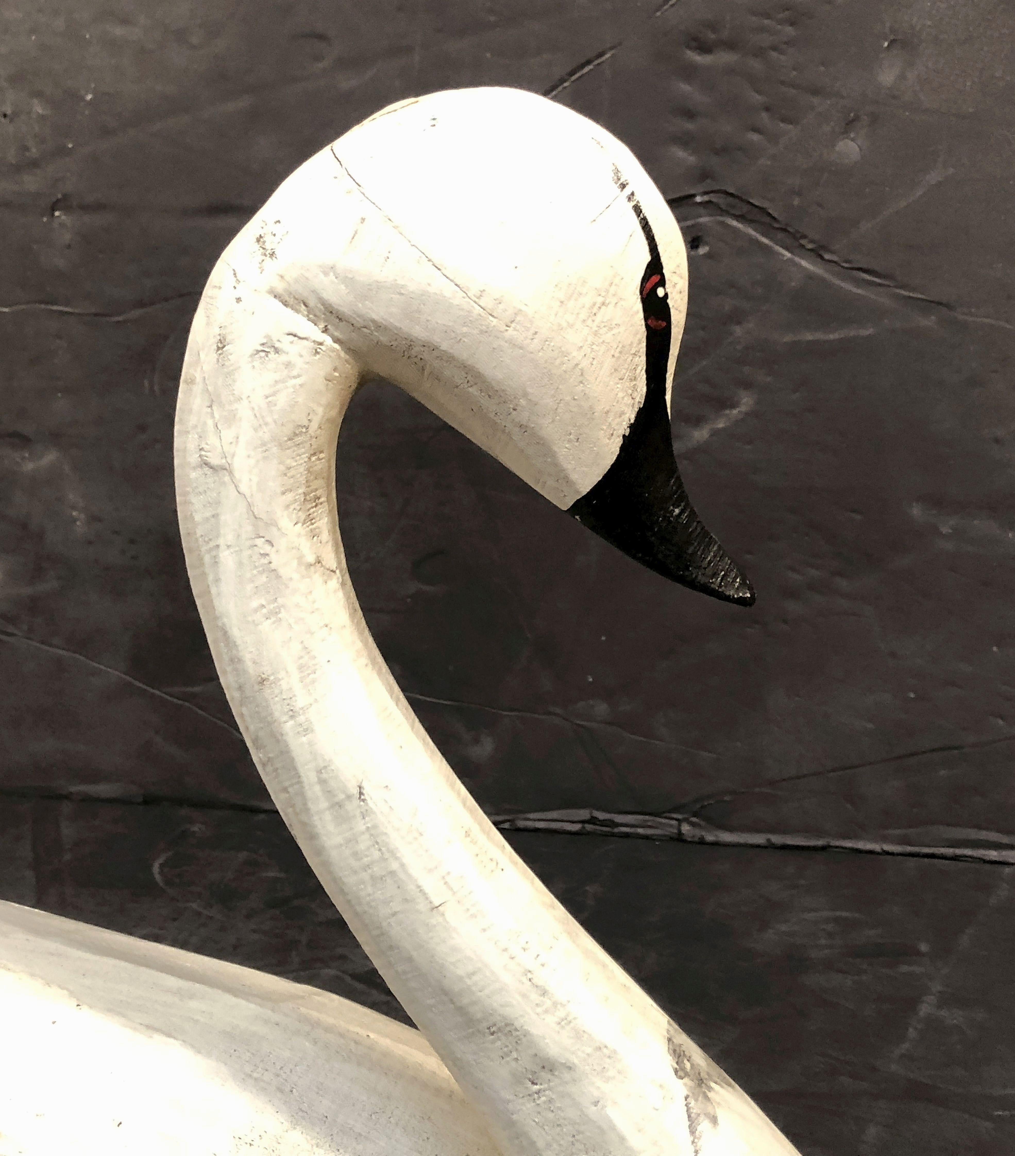 American Swan Decoy or Sculpture of Painted Wood 2
