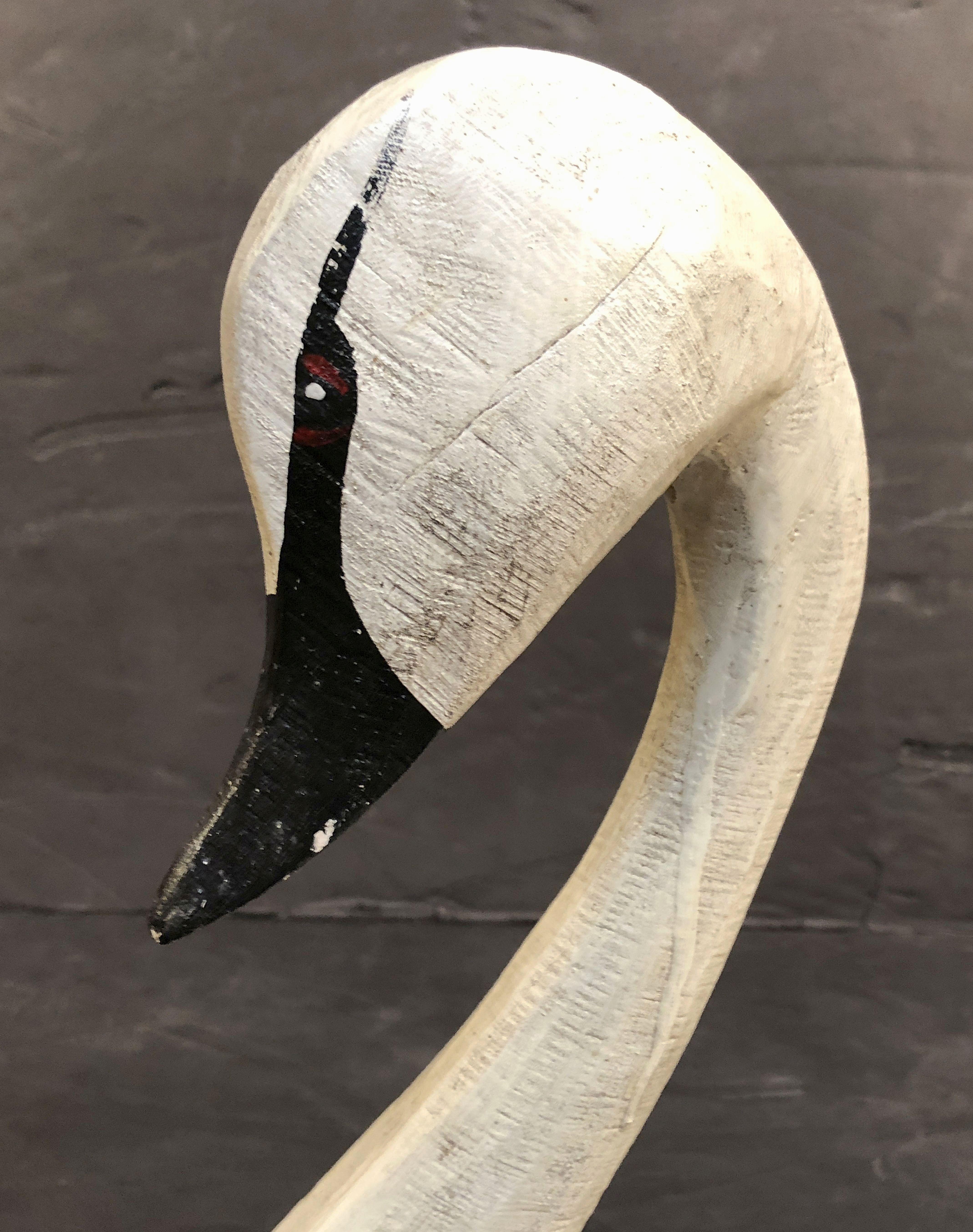 American Swan Decoy or Sculpture of Painted Wood 3