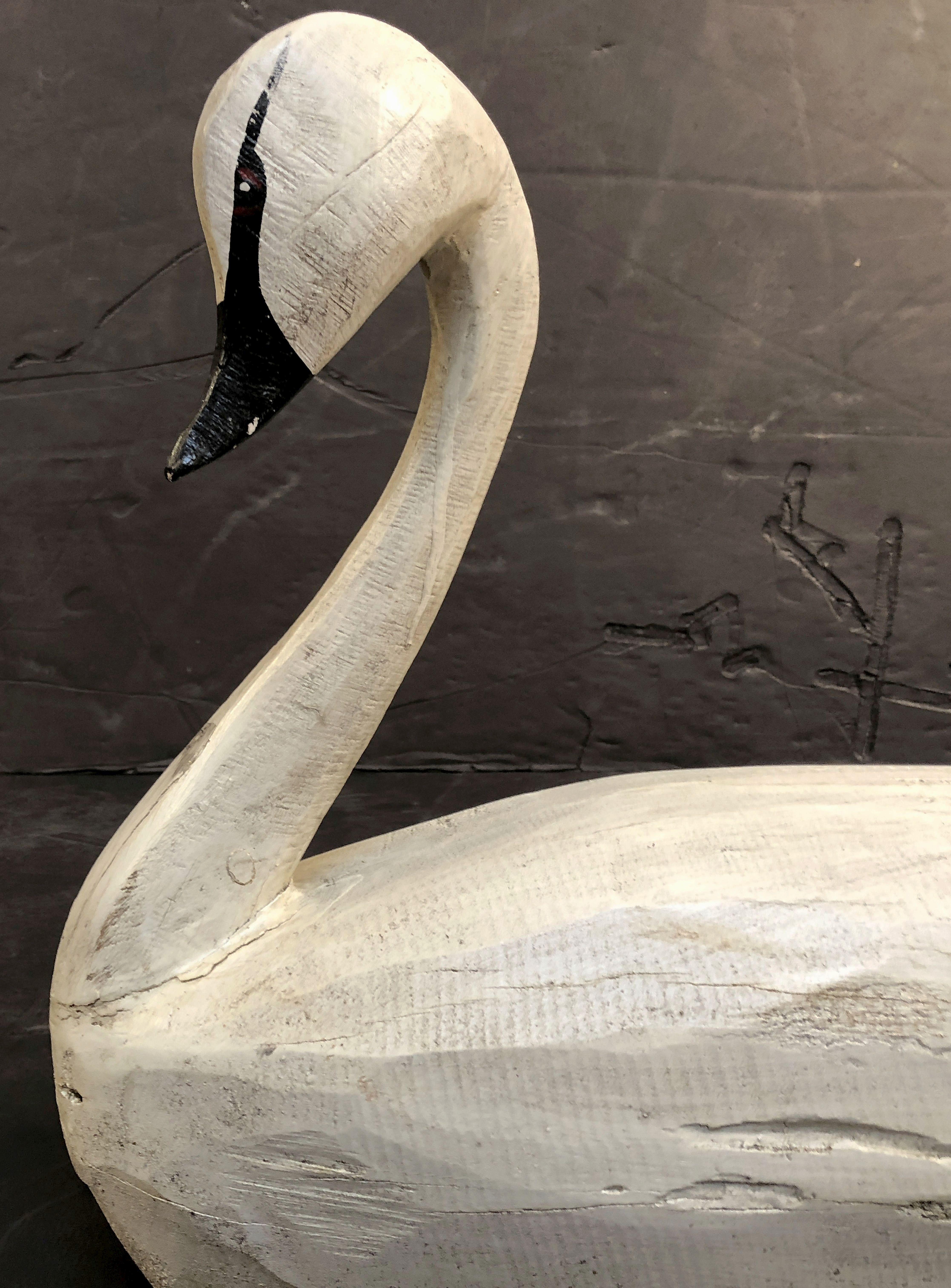American Swan Decoy or Sculpture of Painted Wood 4