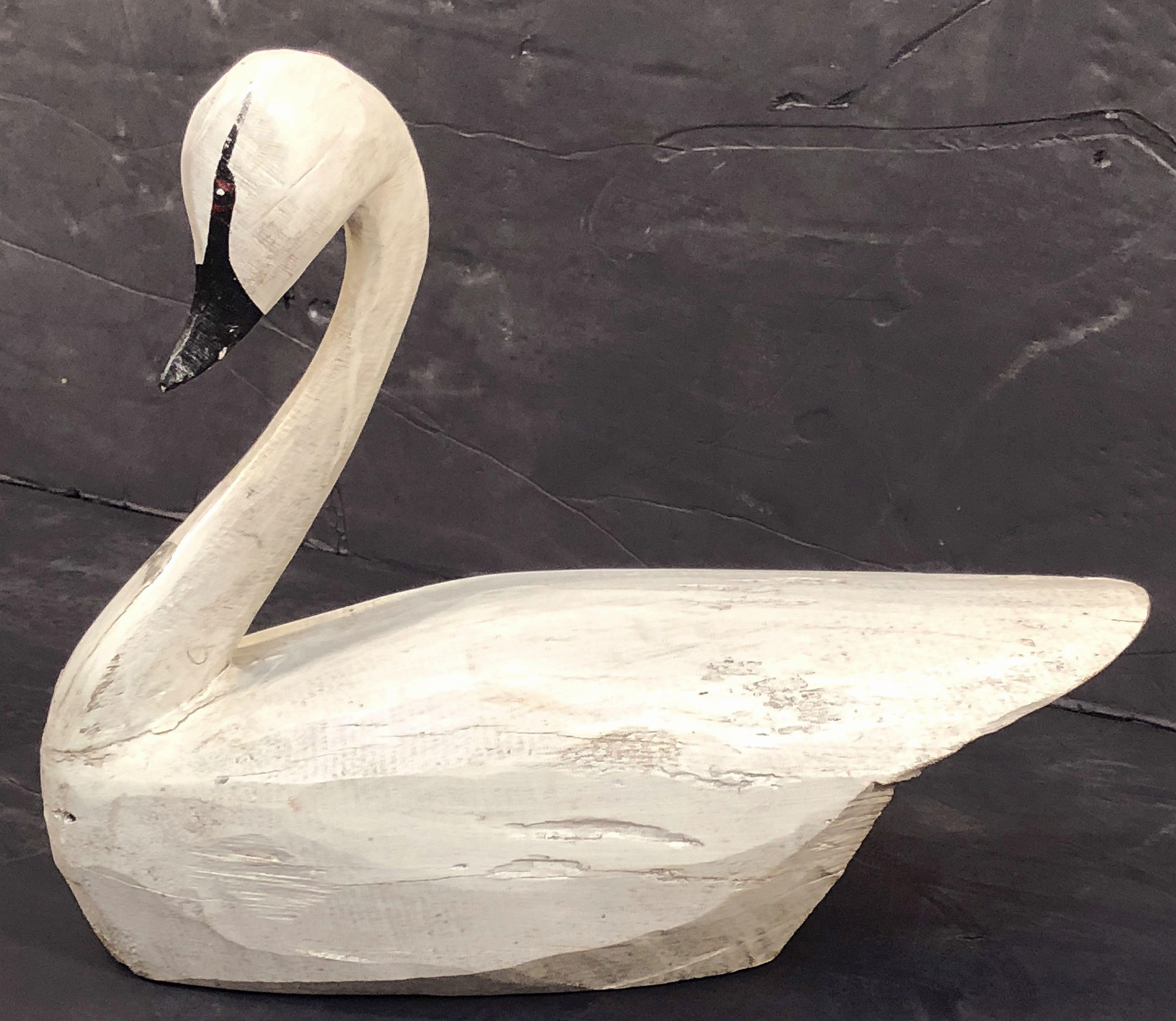 American Swan Decoy or Sculpture of Painted Wood 6