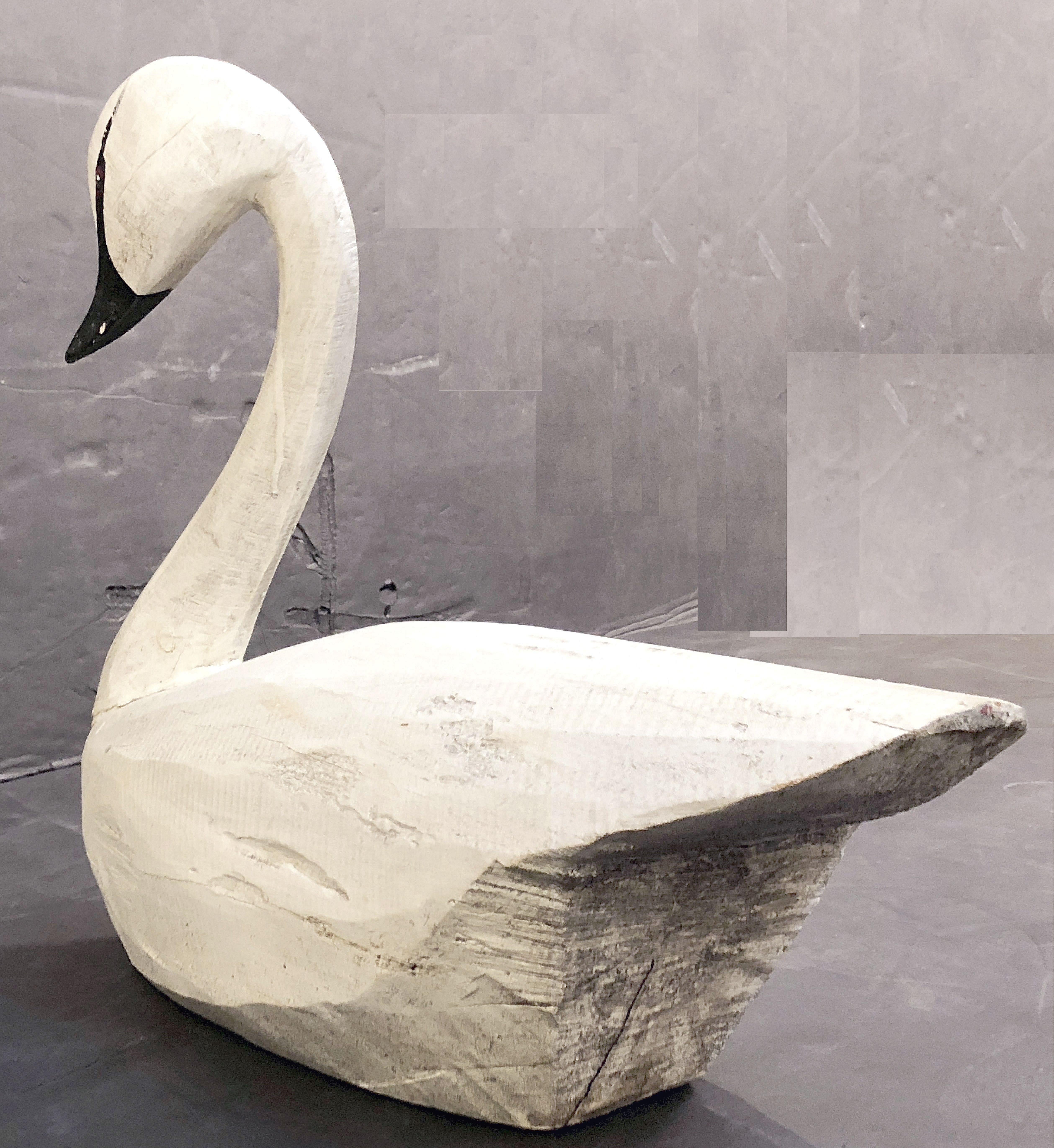 American Swan Decoy or Sculpture of Painted Wood 7