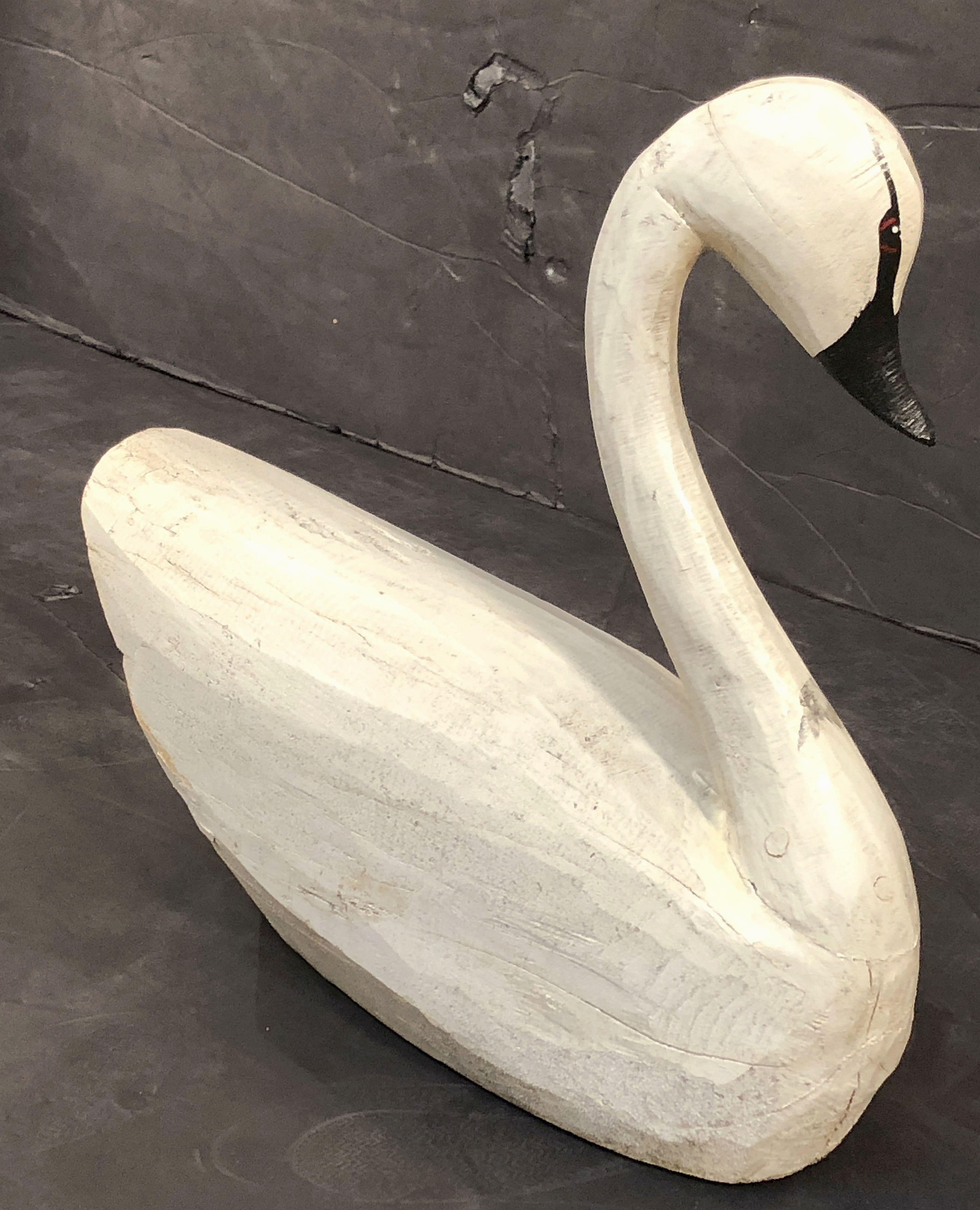 20th Century American Swan Decoy or Sculpture of Painted Wood