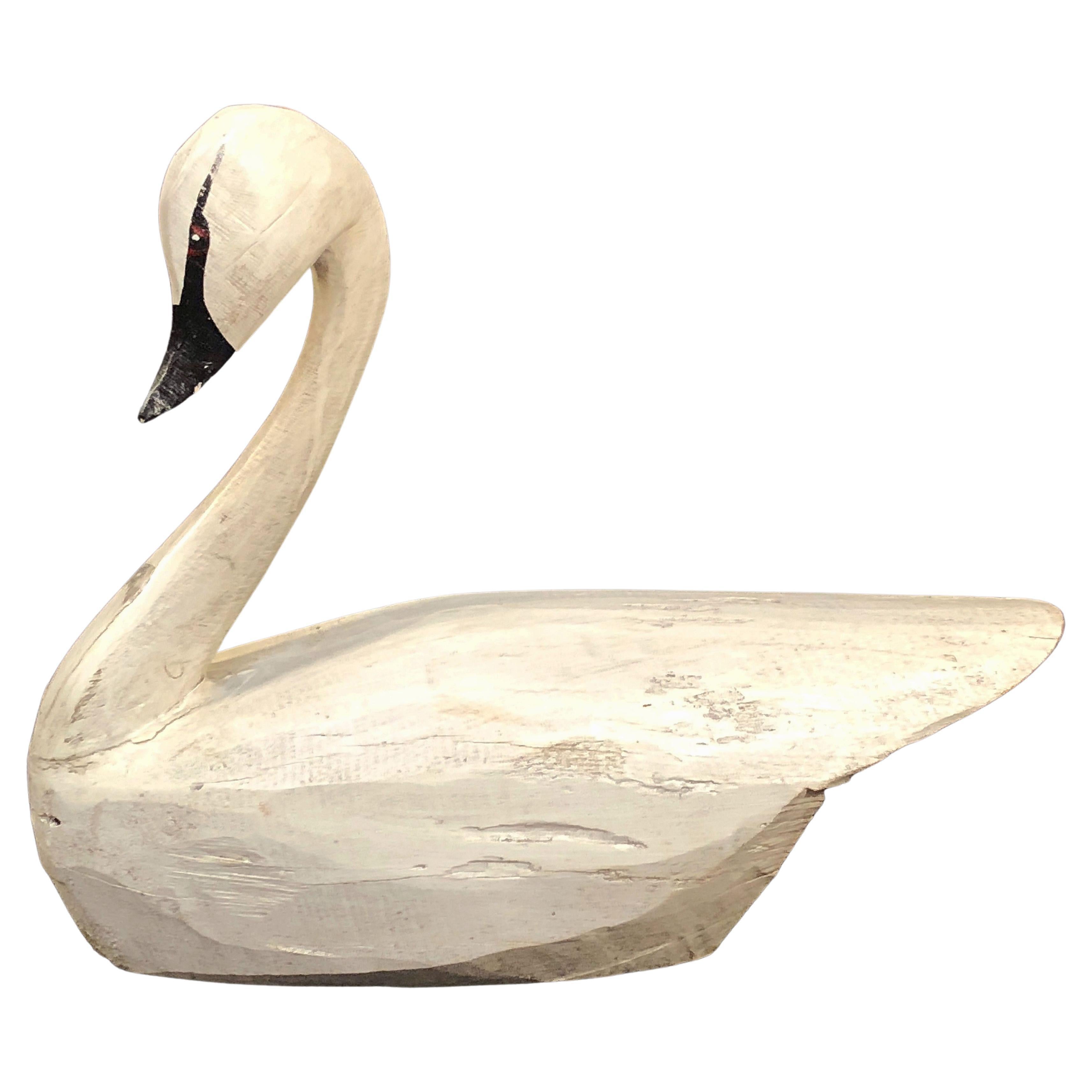 Large Rustic Swan  Glass Eyes  Beautiful Patina  Free Shipping 22 Inches Long