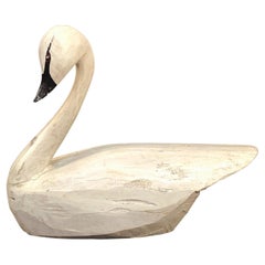 American Swan Decoy or Sculpture of Painted Wood