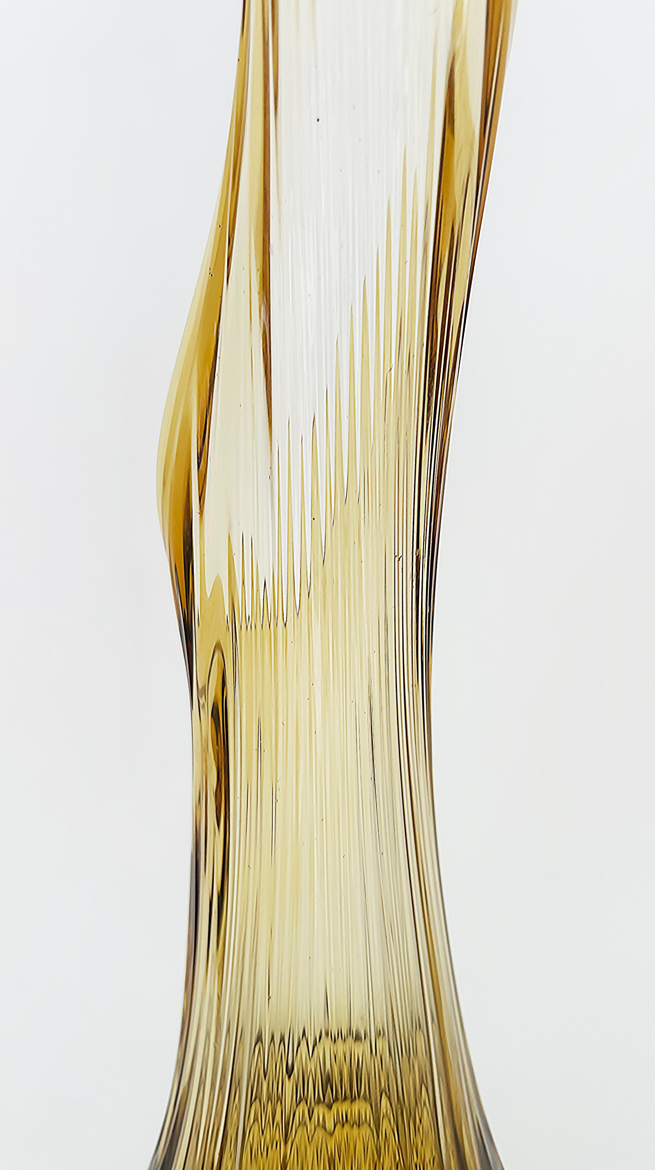 American Swung Glass Clear to Amber Tall Glass Vase, 1960s from New York Estate 4
