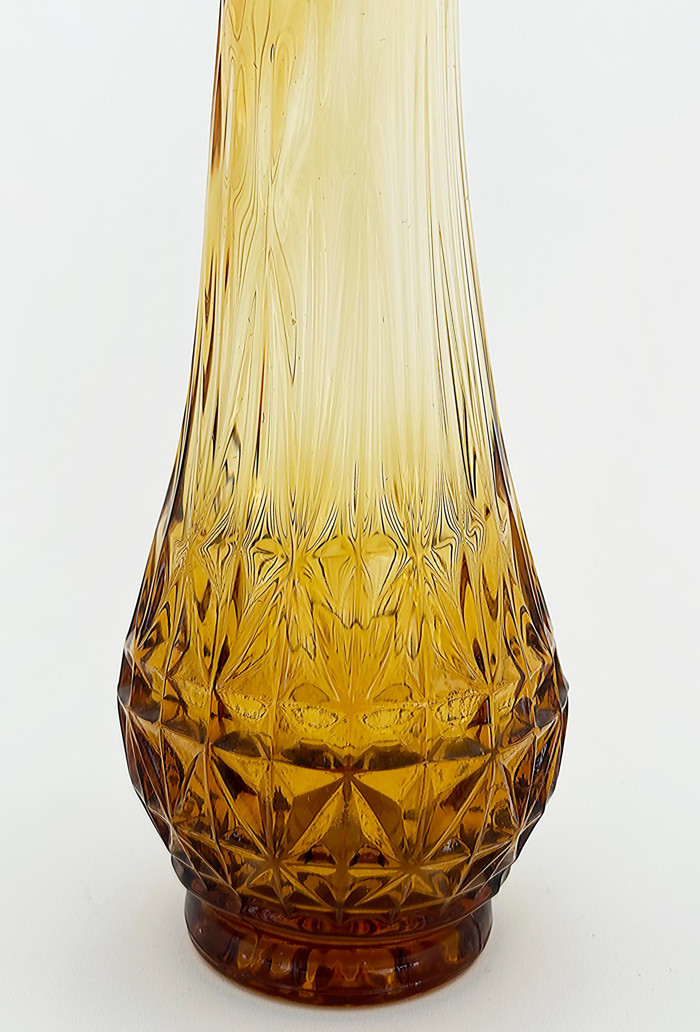 American Swung Glass Clear to Amber Tall Glass Vase, 1960s from New York Estate 5