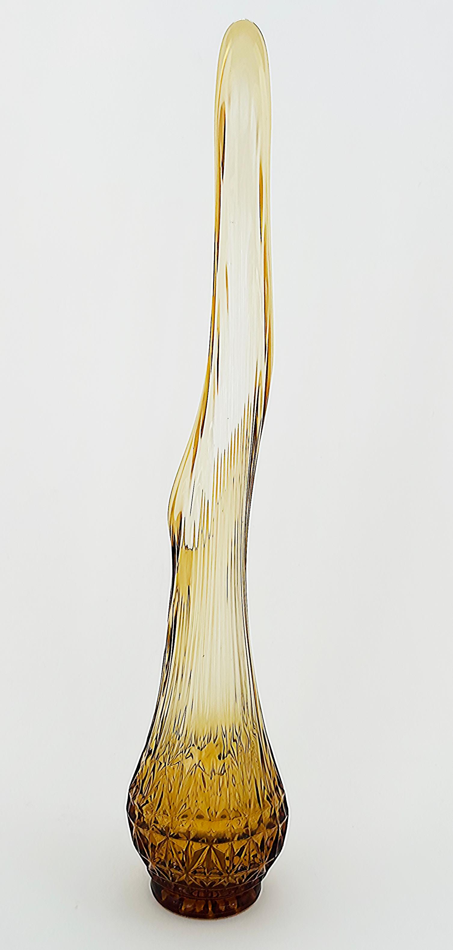 Mid-Century Modern American Swung Glass Clear to Amber Tall Glass Vase, 1960s from New York Estate