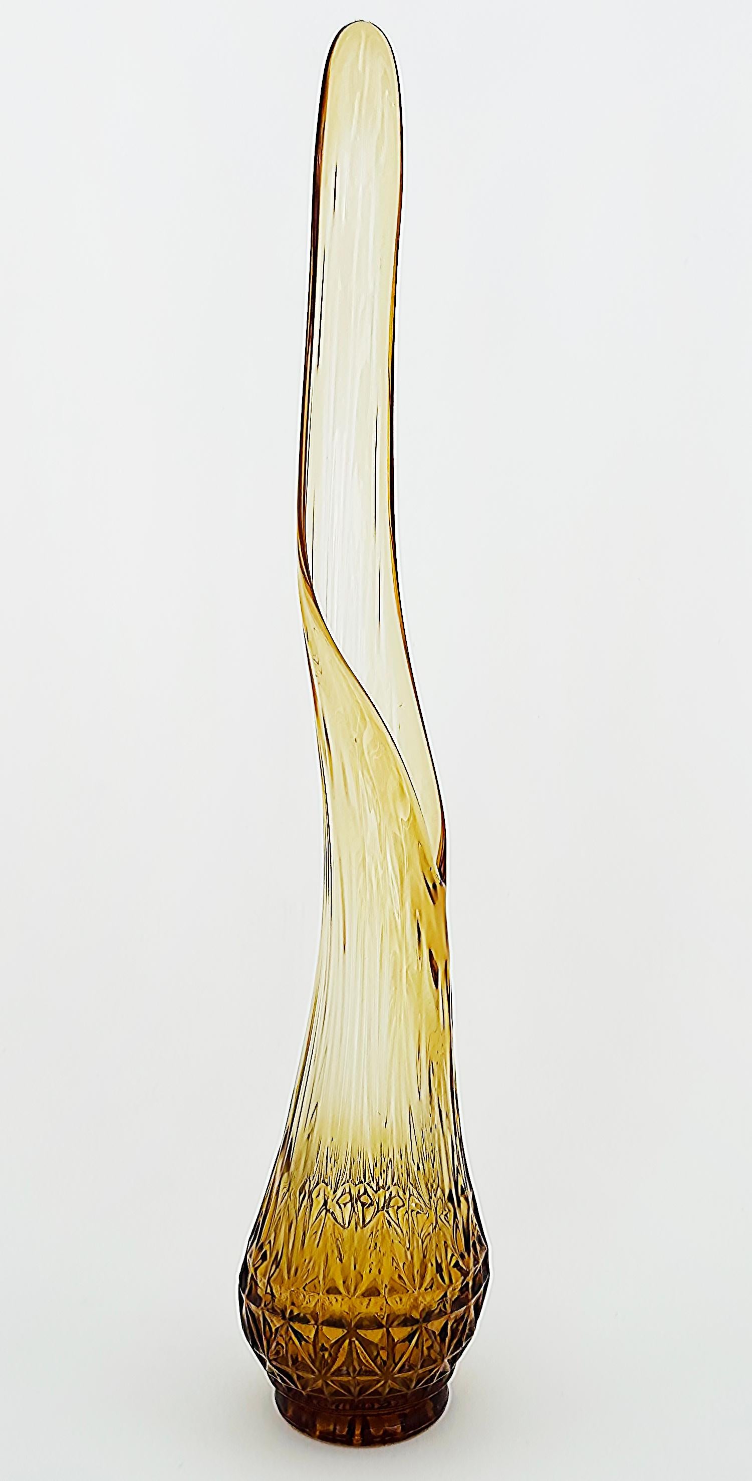 20th Century American Swung Glass Clear to Amber Tall Glass Vase, 1960s from New York Estate