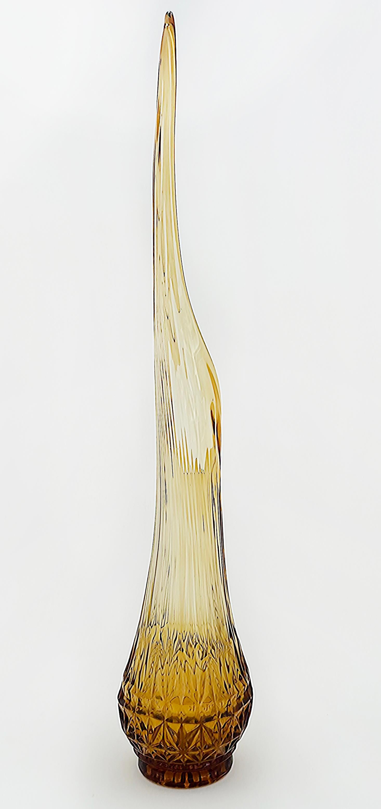 Blown Glass American Swung Glass Clear to Amber Tall Glass Vase, 1960s from New York Estate