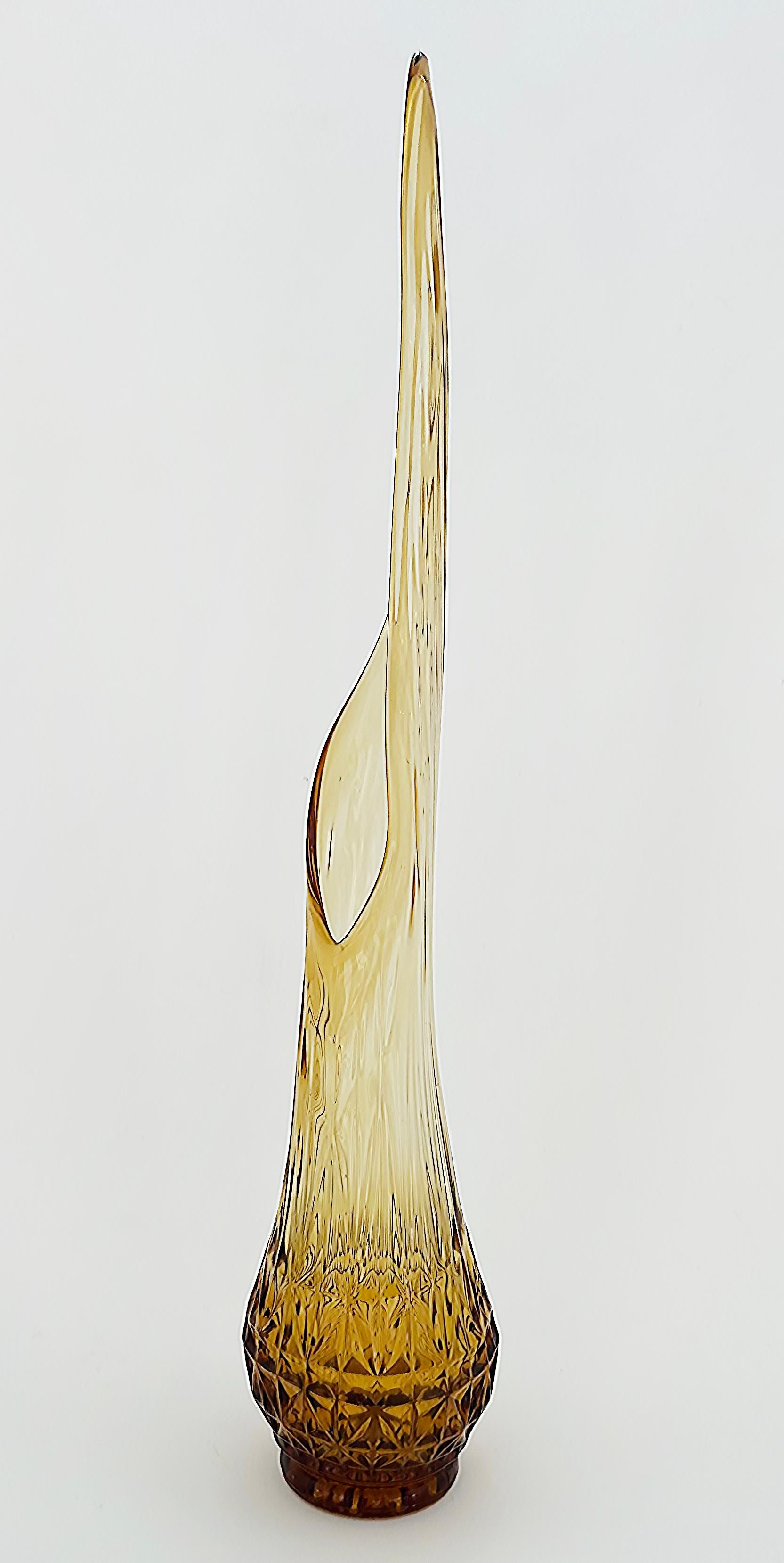 American Swung Glass Clear to Amber Tall Glass Vase, 1960s from New York Estate 1