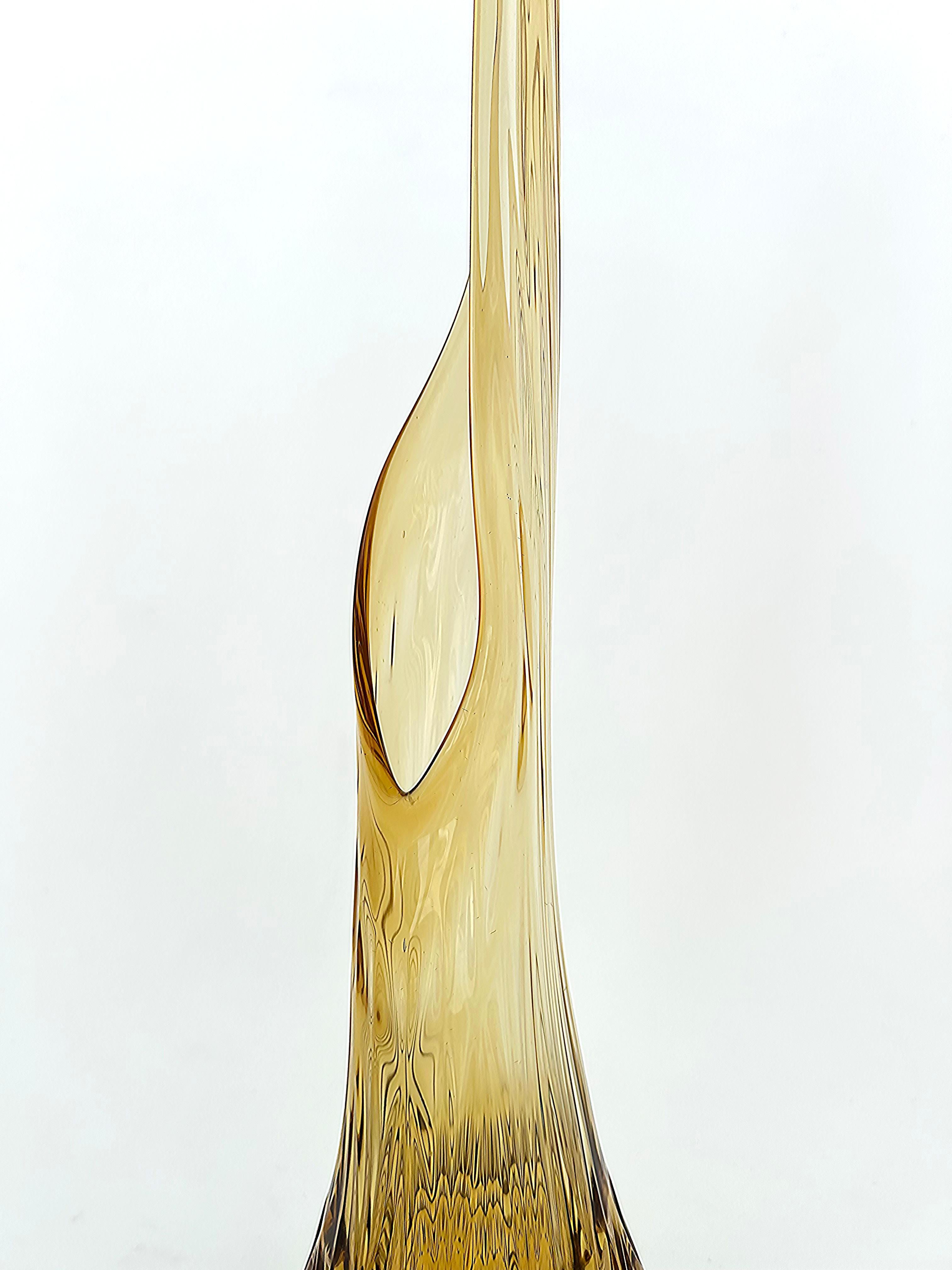 American Swung Glass Clear to Amber Tall Glass Vase, 1960s from New York Estate 3