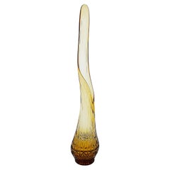 American Swung Glass Clear to Amber Tall Glass Vase, 1960s from New York Estate