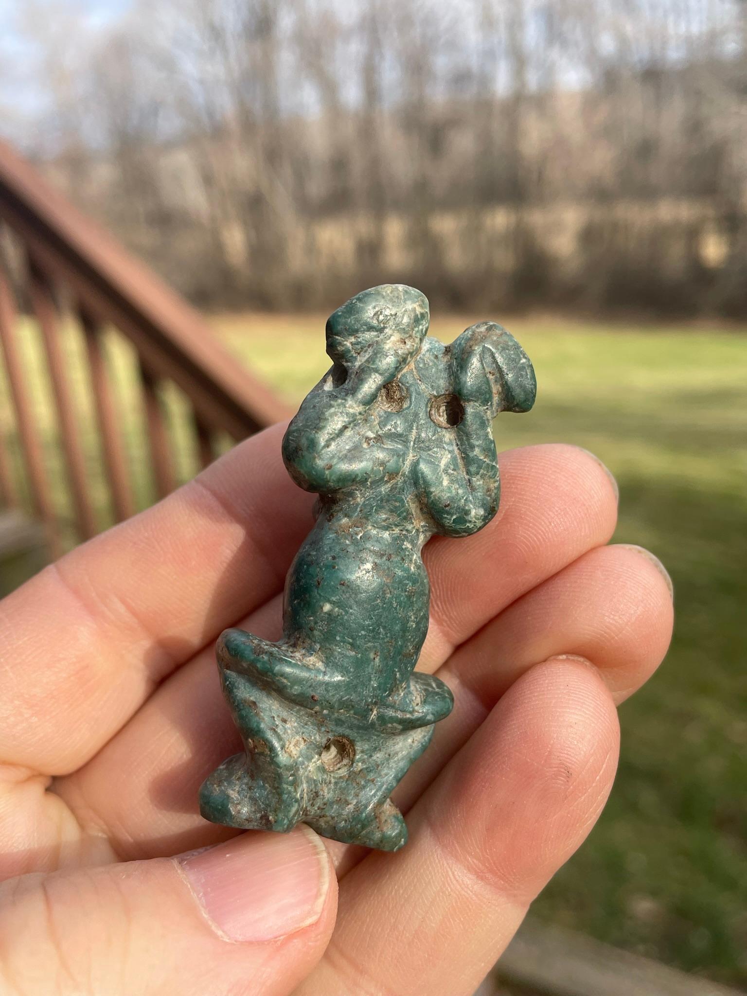 American Taino Encrusted Blue Jade Fertility Figure 4