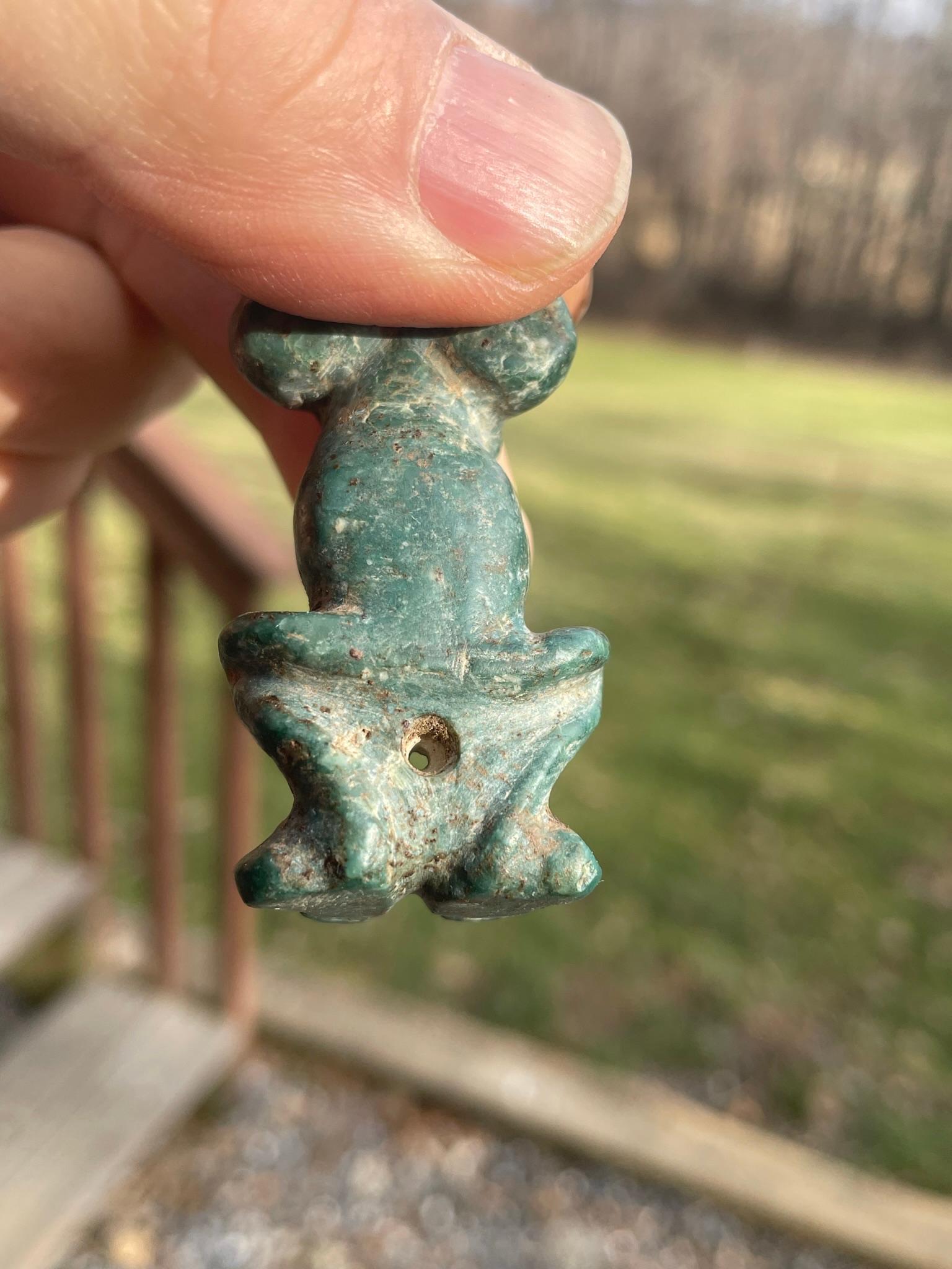 Pre-Columbian American Taino Encrusted Blue Jade Fertility Figure