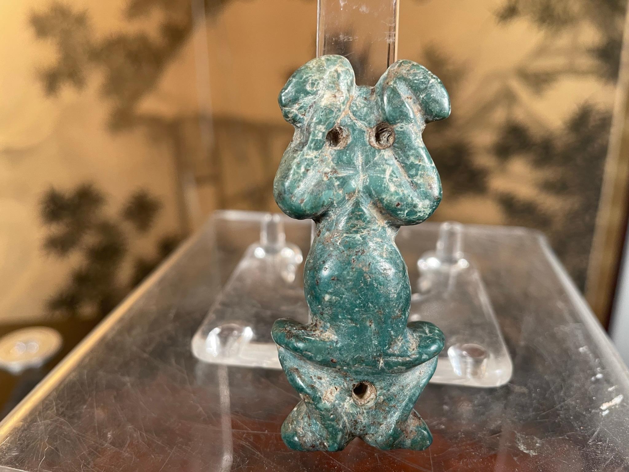 20th Century American Taino Encrusted Blue Jade Fertility Figure