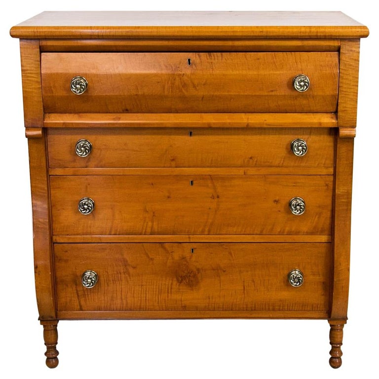 American Tiger Maple Chest For Sale at 1stDibs