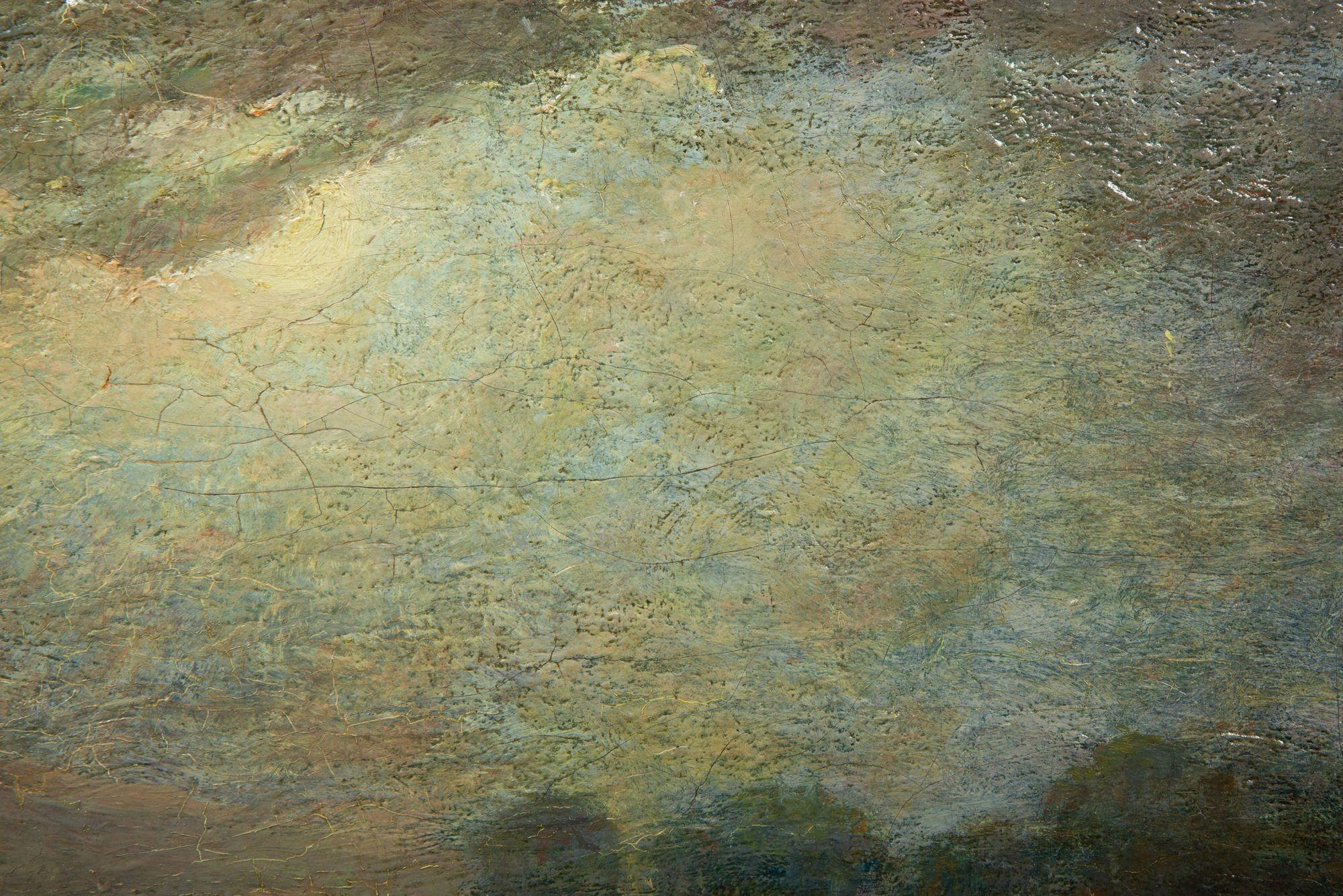Antikes amerikanisches, tonalistisches Ölgemälde einer mondbeschienenen, dunklen Landschaft im Angebot 1