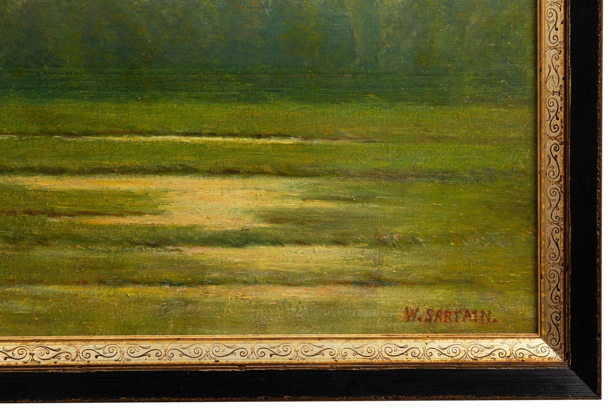 American Tonalist Landscape Painting “Valley of the Oise” by William Sartain For Sale 12