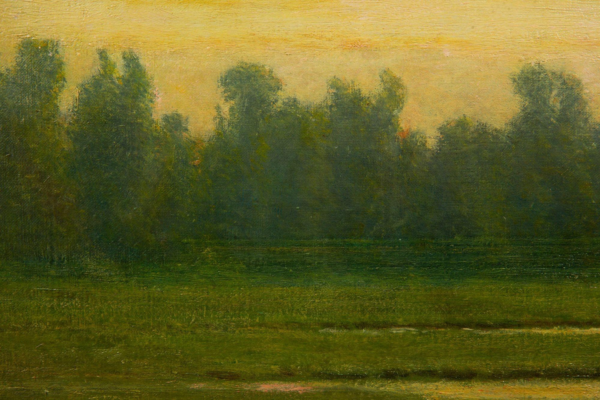 American Tonalist Landscape Painting “Valley of the Oise” by William Sartain For Sale 13