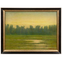 American Tonalist Landscape Painting “Valley of the Oise” by William Sartain