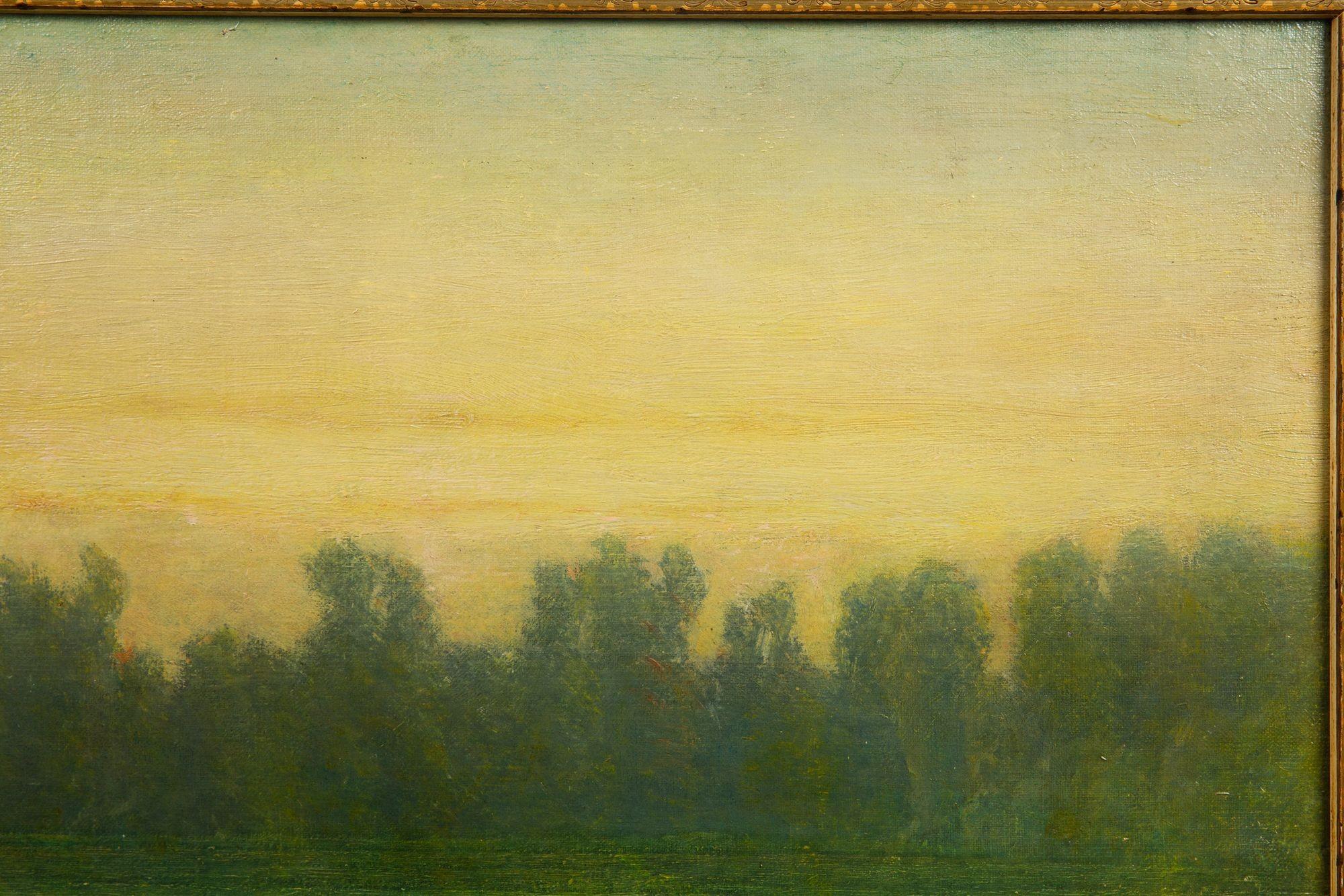 American Tonalist Landscape Painting “Valley of the Oise” by William Sartain In Good Condition For Sale In Shippensburg, PA