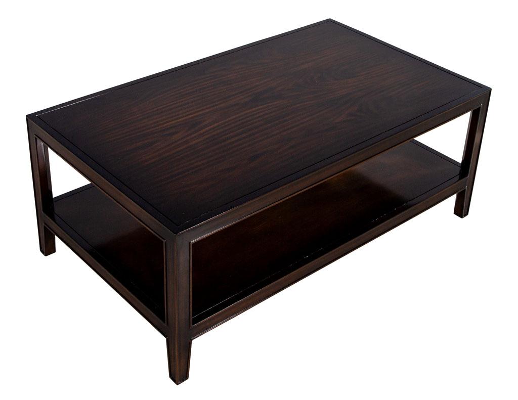Mid-Century Modern American Transitional Mahogany 2 Tier Coffee Table For Sale