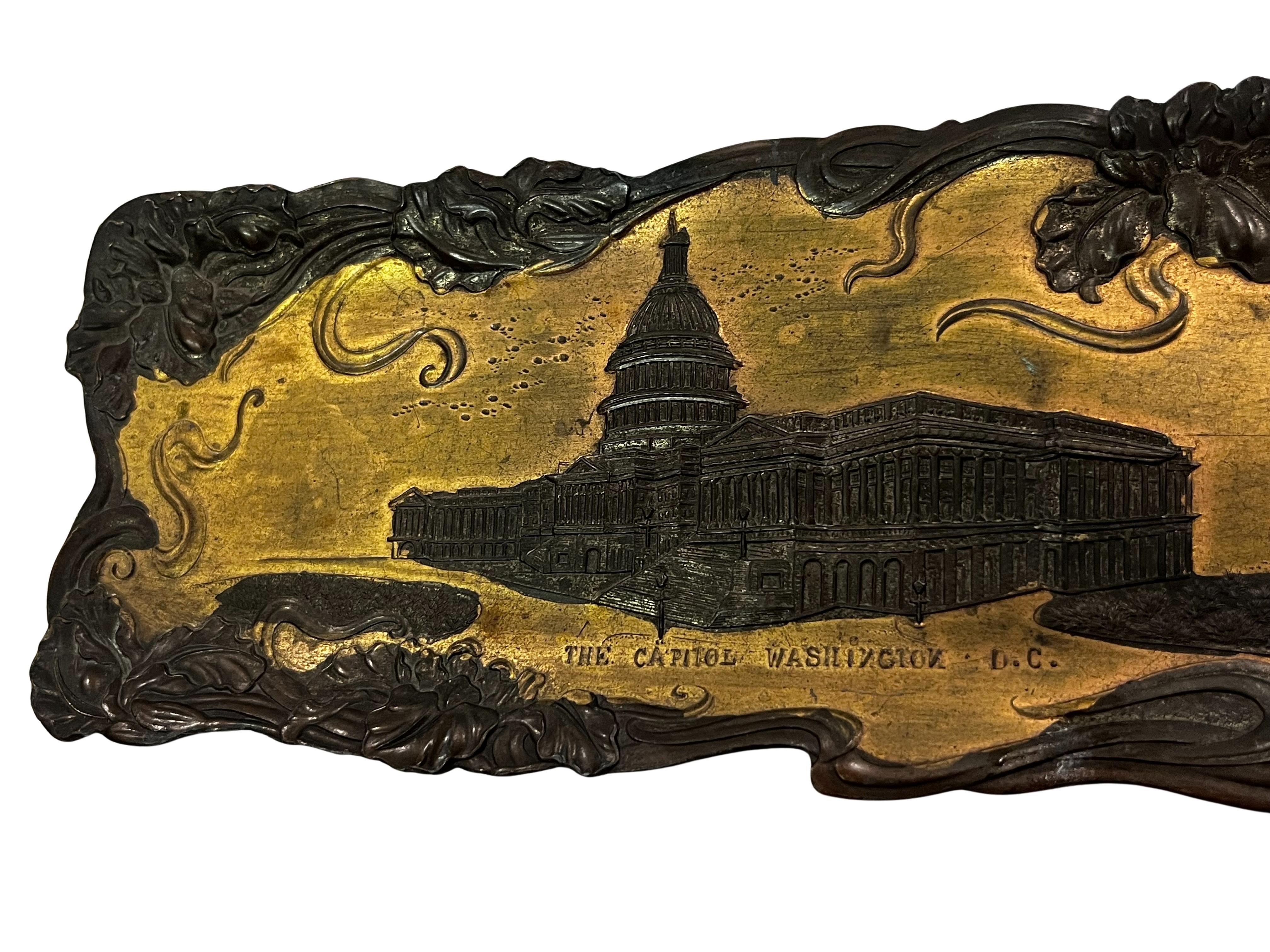 American tray, Capitol Washington D.C., Jugendstil Art Nouveau, 1900, New York In Fair Condition For Sale In Wien, AT