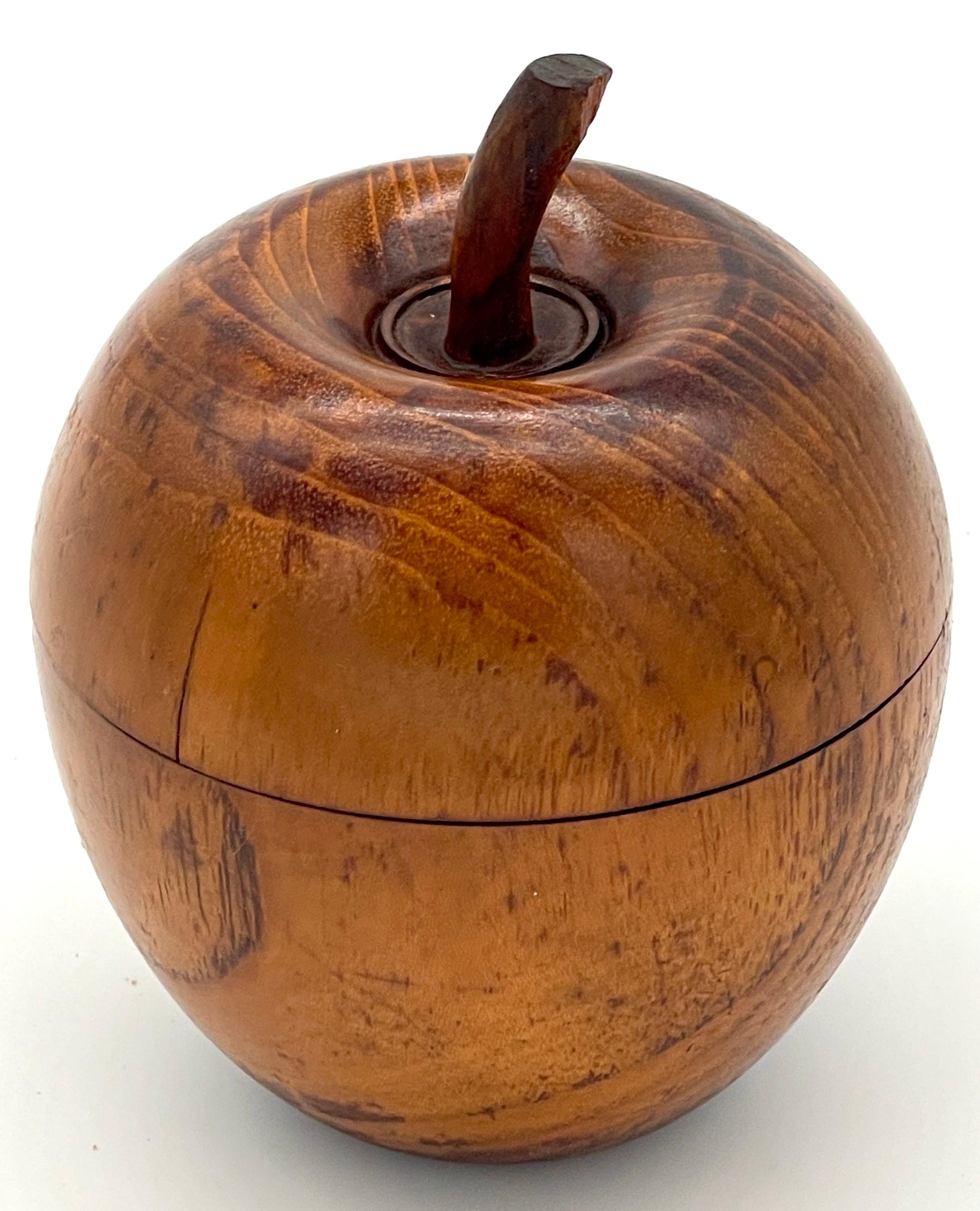 Carved American Treen Apple Motif Tea Caddy, 1900s For Sale