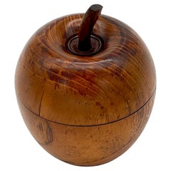 Antique American Treen Apple Motif Tea Caddy, 1900s