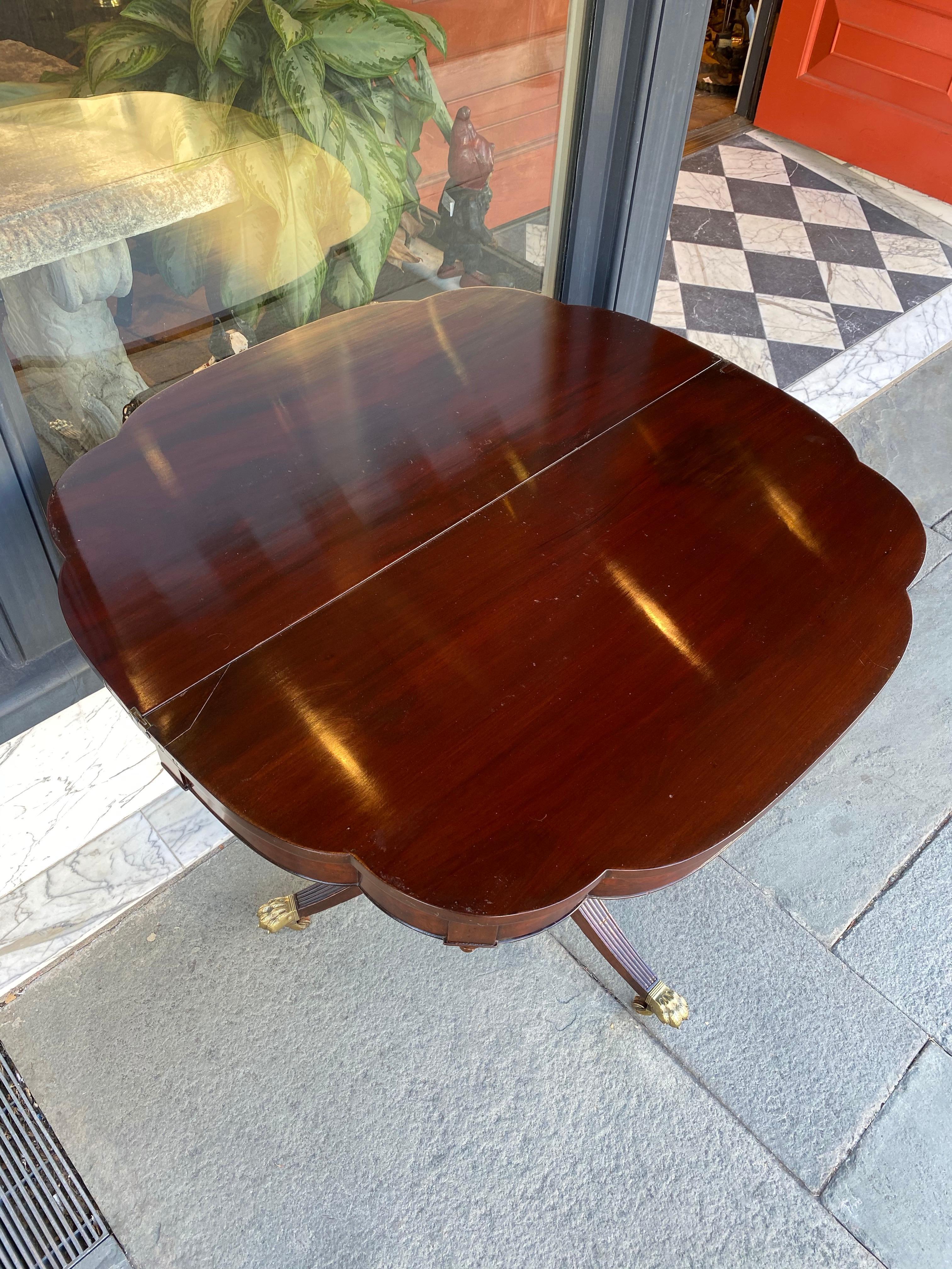 Mahogany American Trick Leg Card Table with Classically Carved Urn Base, circa 1820