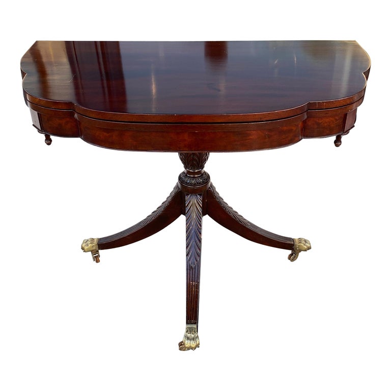 American Trick Leg Card Table with Classically Carved Urn Base, circa 1820  For Sale at 1stDibs