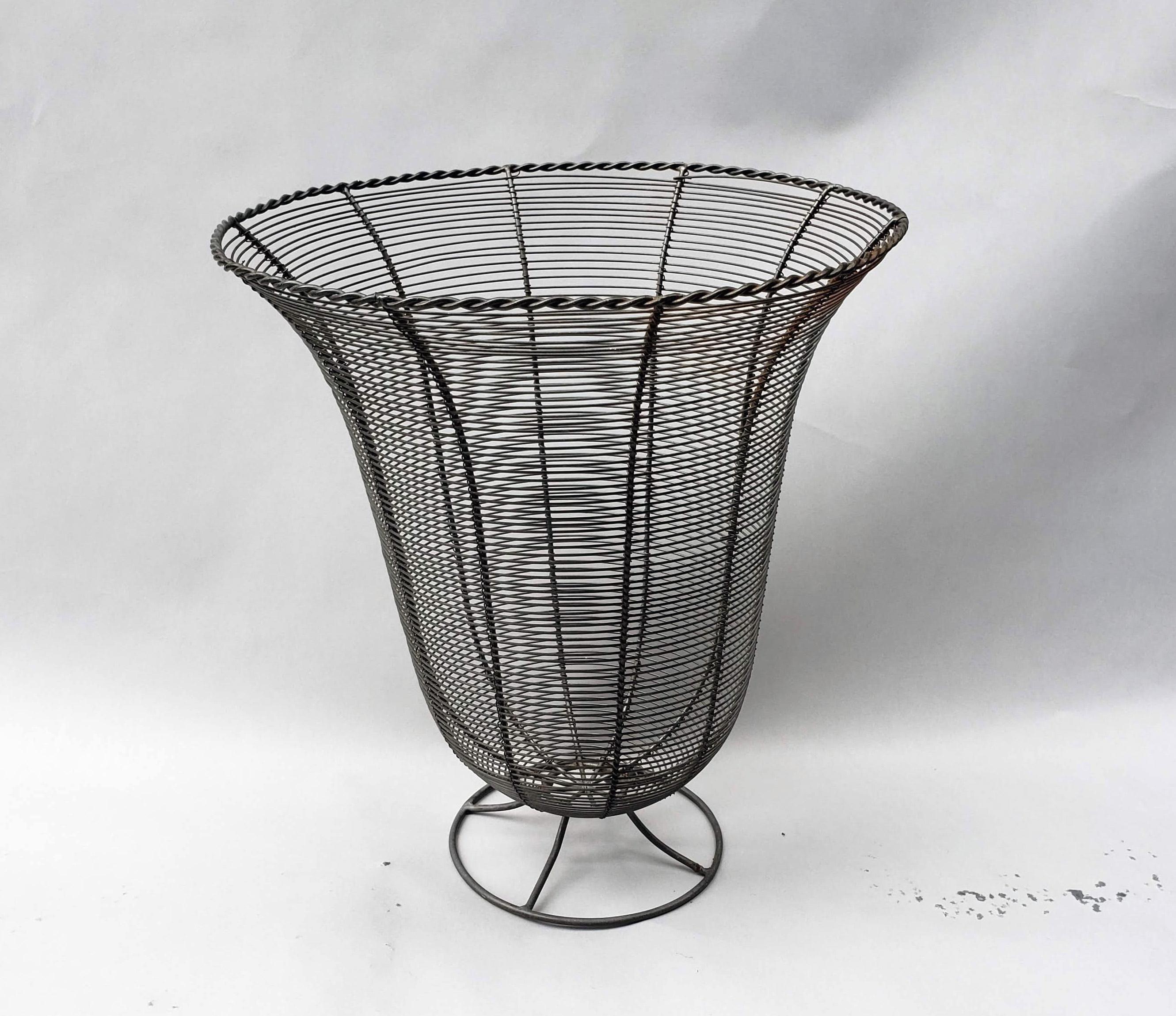 Metal American Trumpet-Shaped Garden Wire Basket, 1940s For Sale