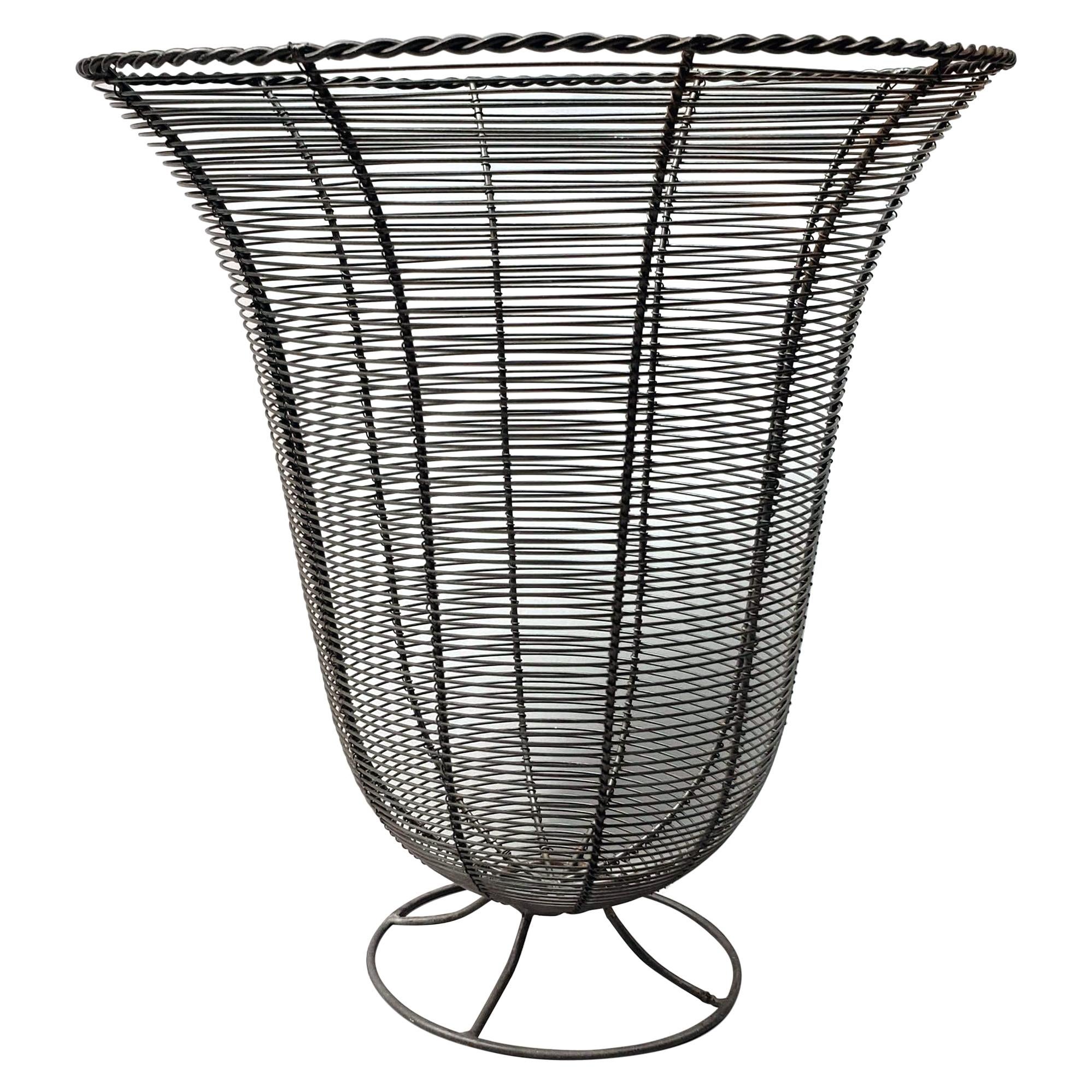 American Trumpet-Shaped Garden Wire Basket, 1940s For Sale