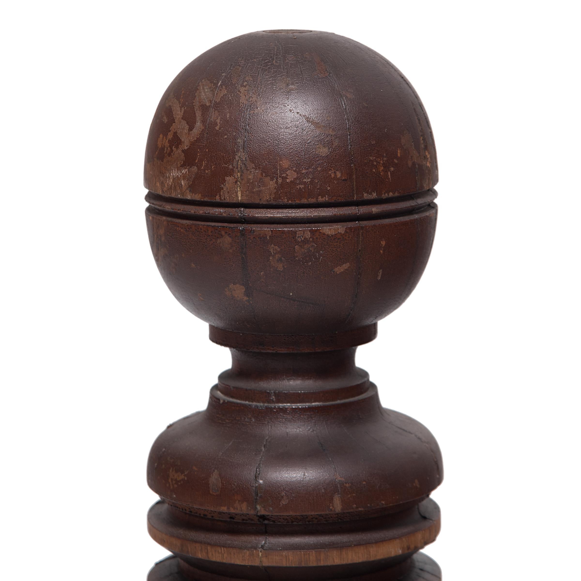 Folk Art American Turned Newel Finial Post