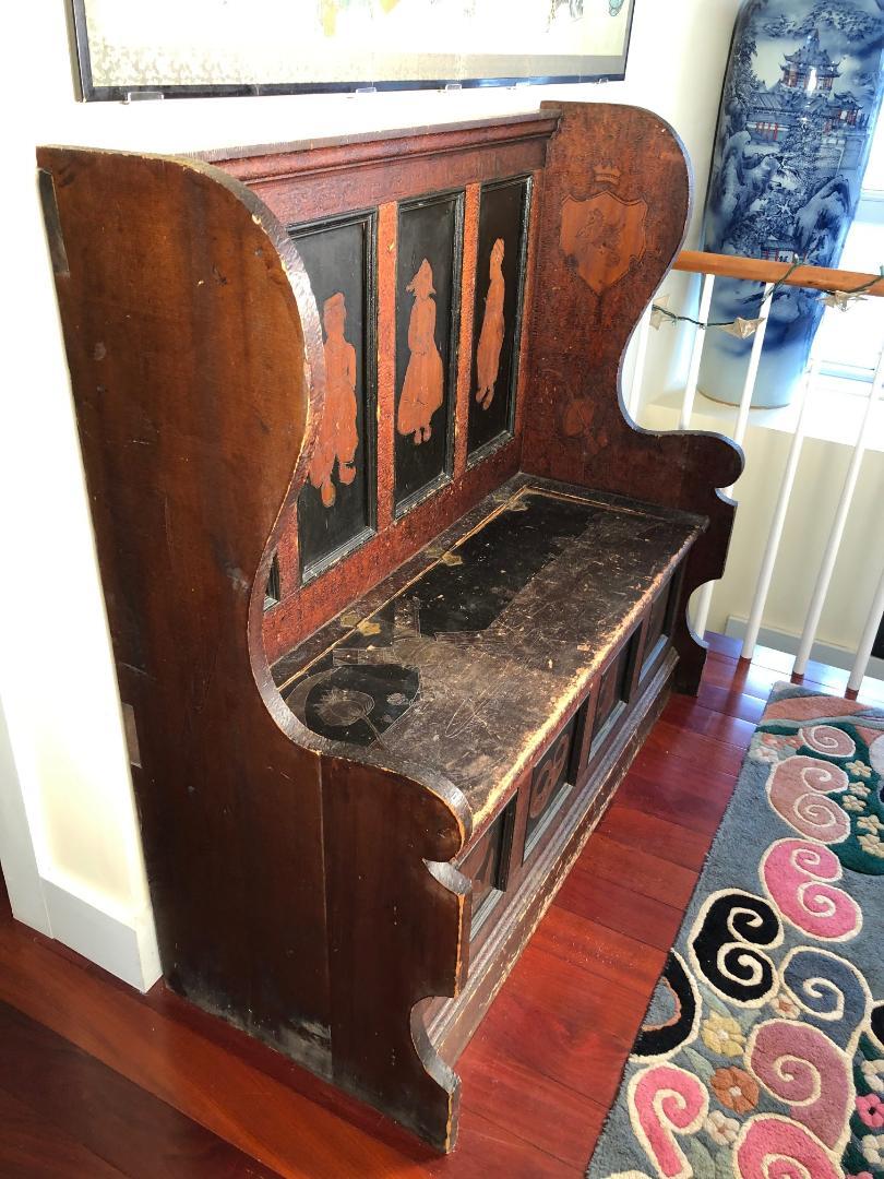 Banc en bois ancien unique américain fabriqué à la main pour la célébration des enfants, 1905 en vente 8