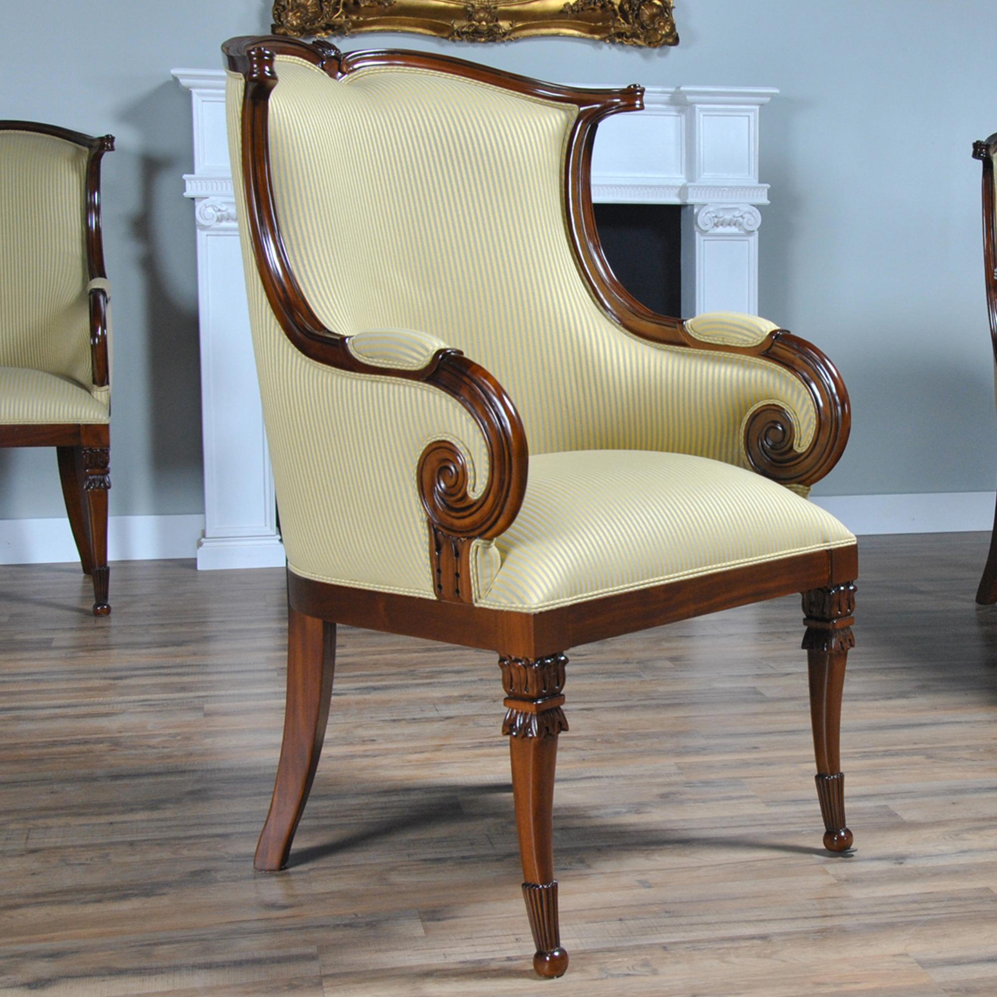 American Classical American Upholstered Dining Chairs, Set of 10 For Sale