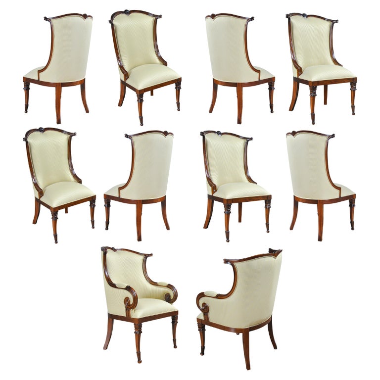 American Upholstered Dining Chairs, Set of 10 For Sale at 1stDibs