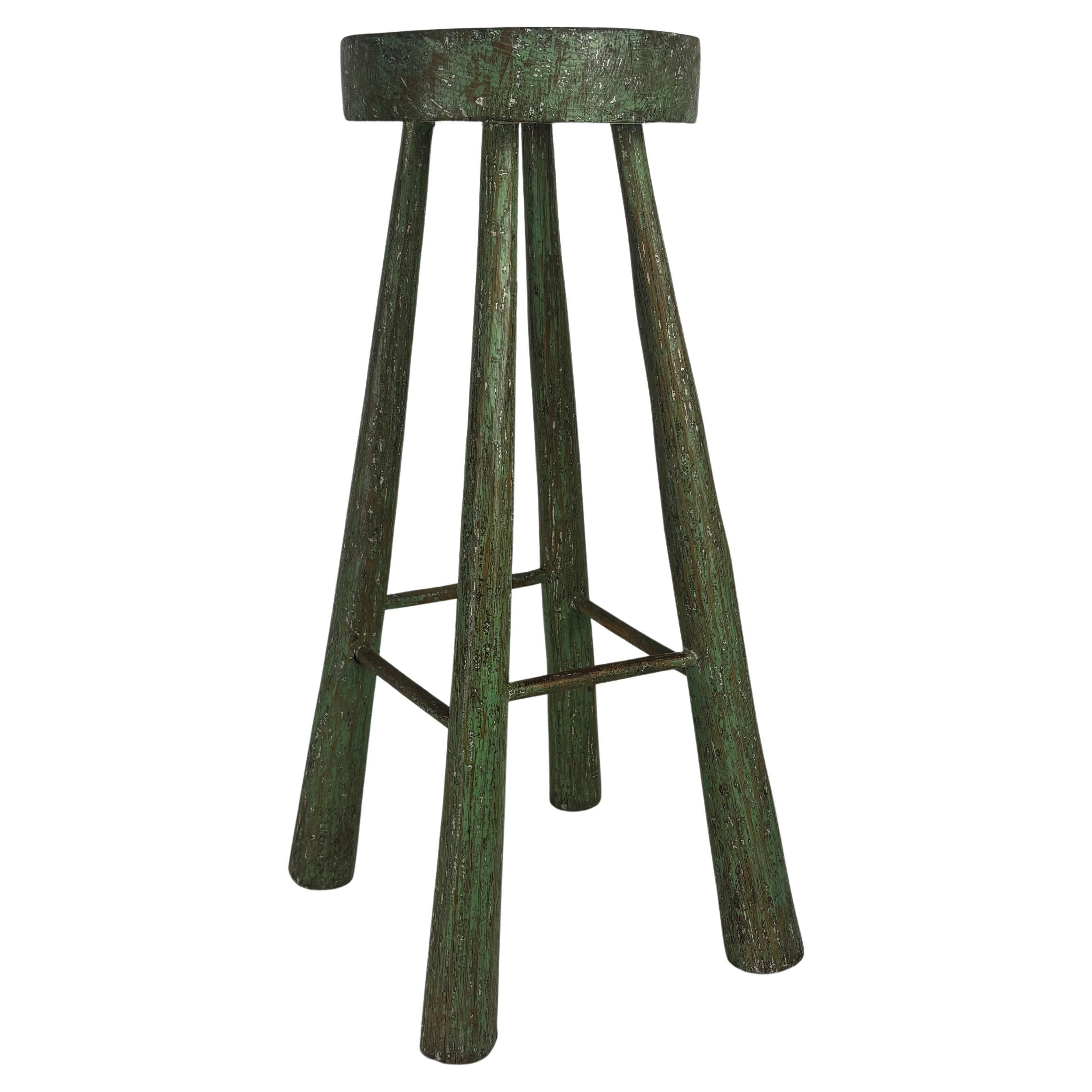 American Vernacular Stool Green Enamel For Sale