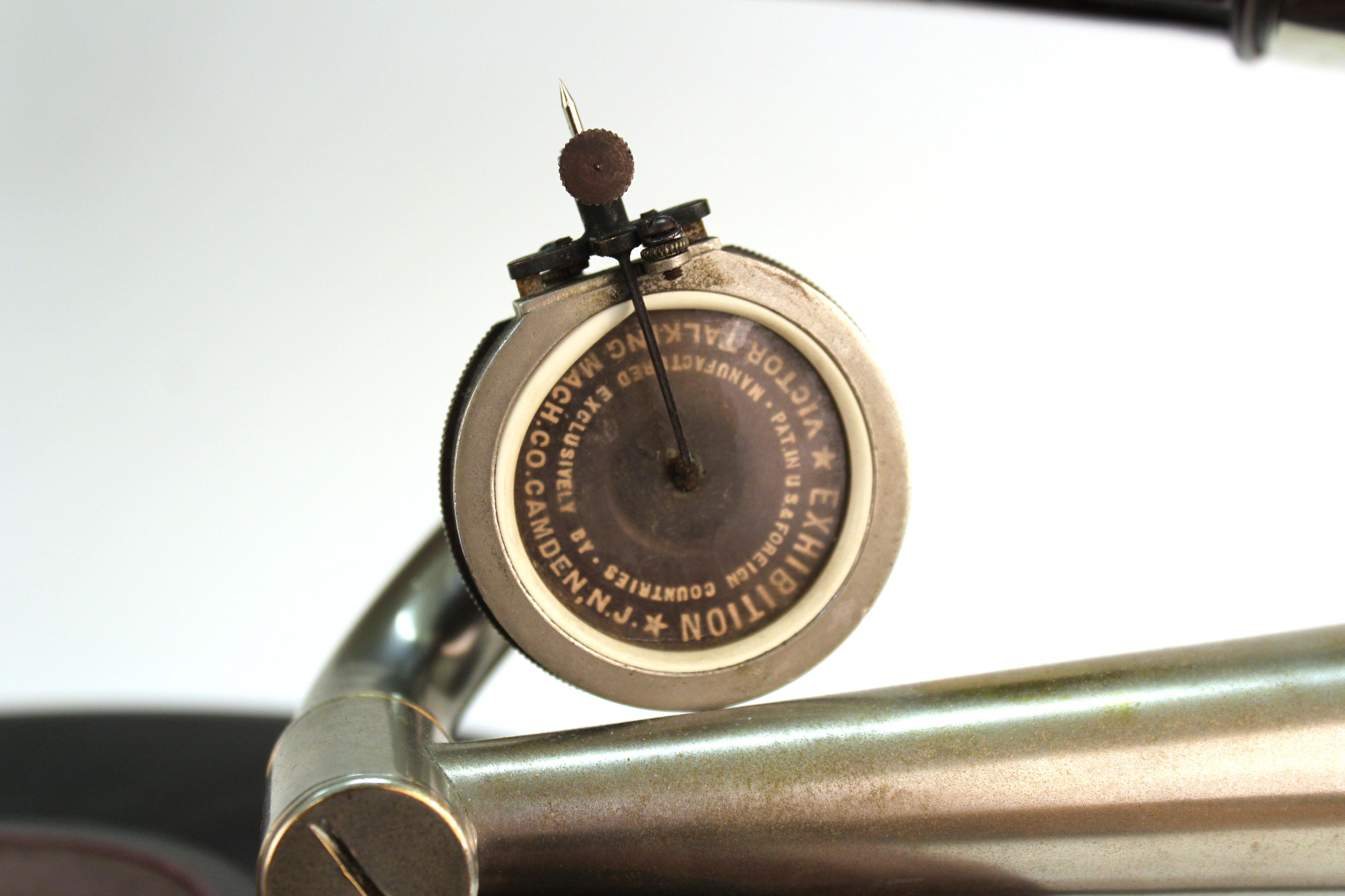 Brass American Victor IV Phonograph in Mahogany