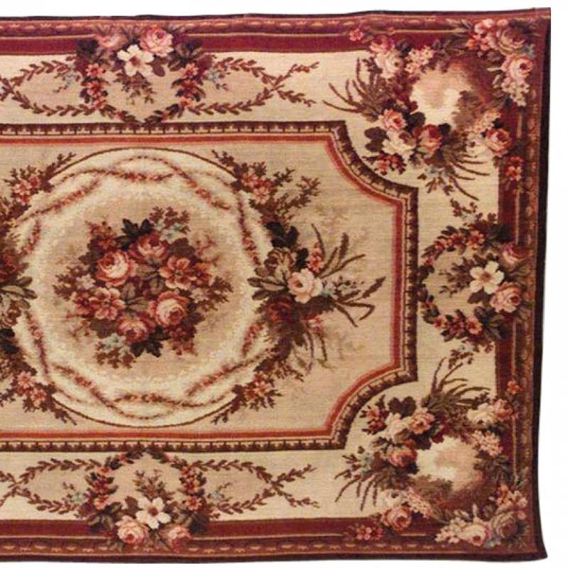 Americano Copritavolo vittoriano American Velvet in velluto beige e marrone in vendita