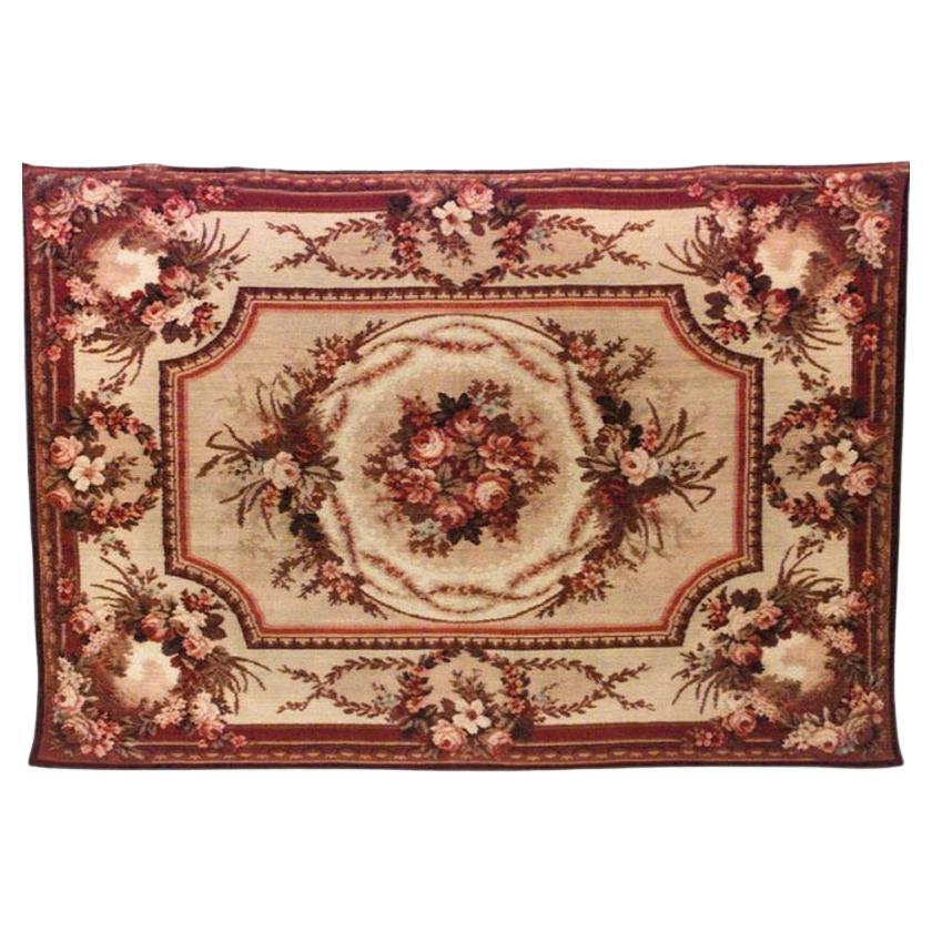 American Victorian Beige and Maroon Velvet Table Cover