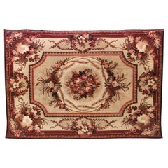 American Victorian Beige and Maroon Velvet Table Cover