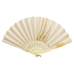 American Victorian Beige Silk Hand Fan