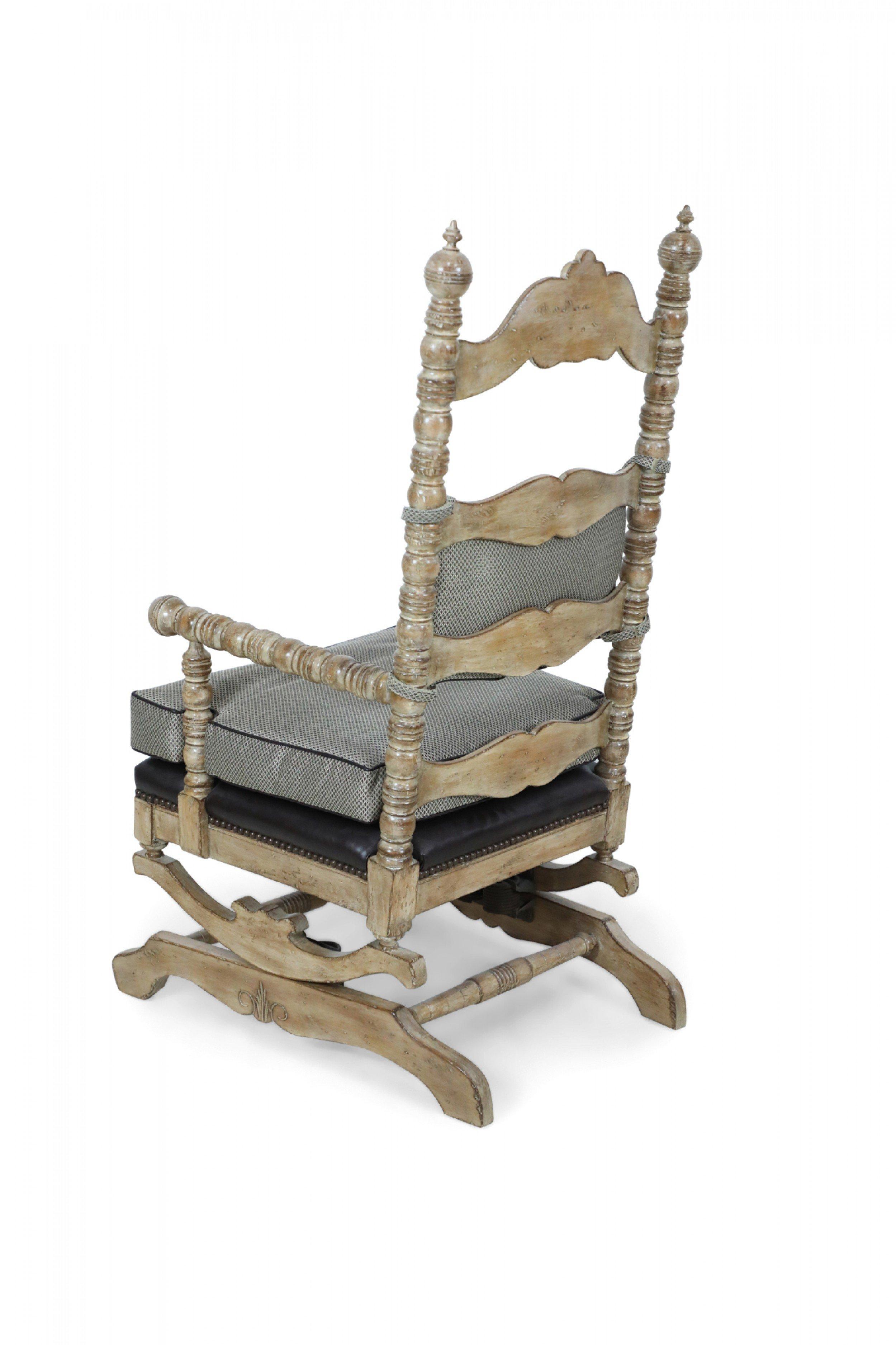 American Victorian Beige Wooden Platform Rocker For Sale 5