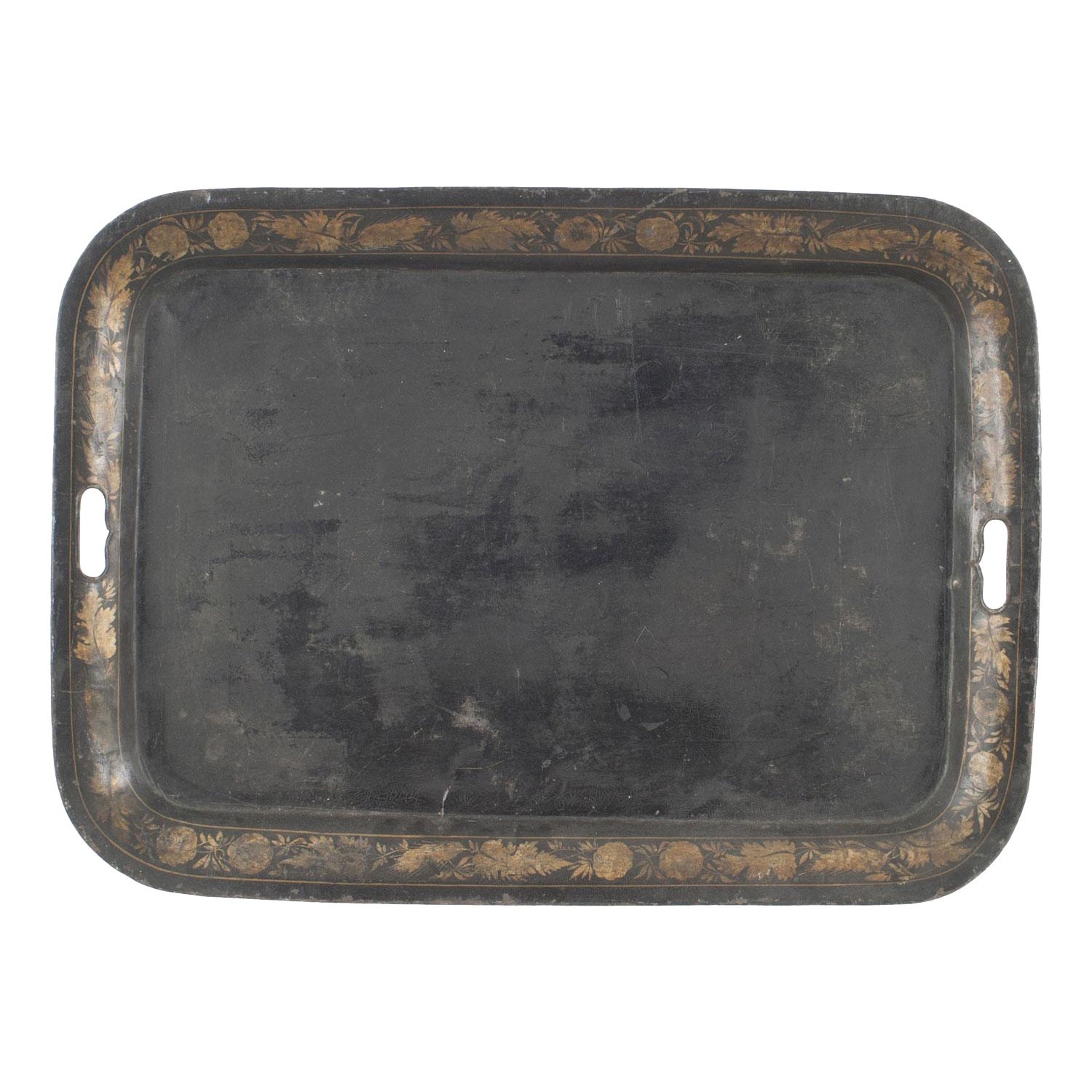 American Victorian Black Tole Serving Tray