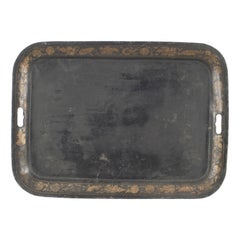 American Victorian Black Tole Serving Tray