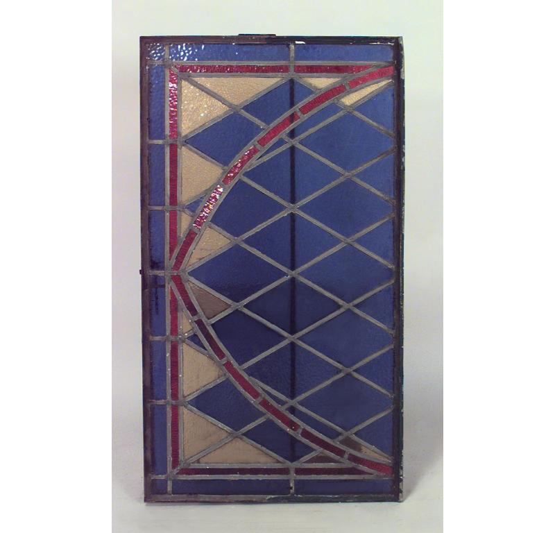6 ventanas victorianas americanas abatibles de hierro con cristal emplomado azul y diseño de arco (PRECIO CADA UNA)