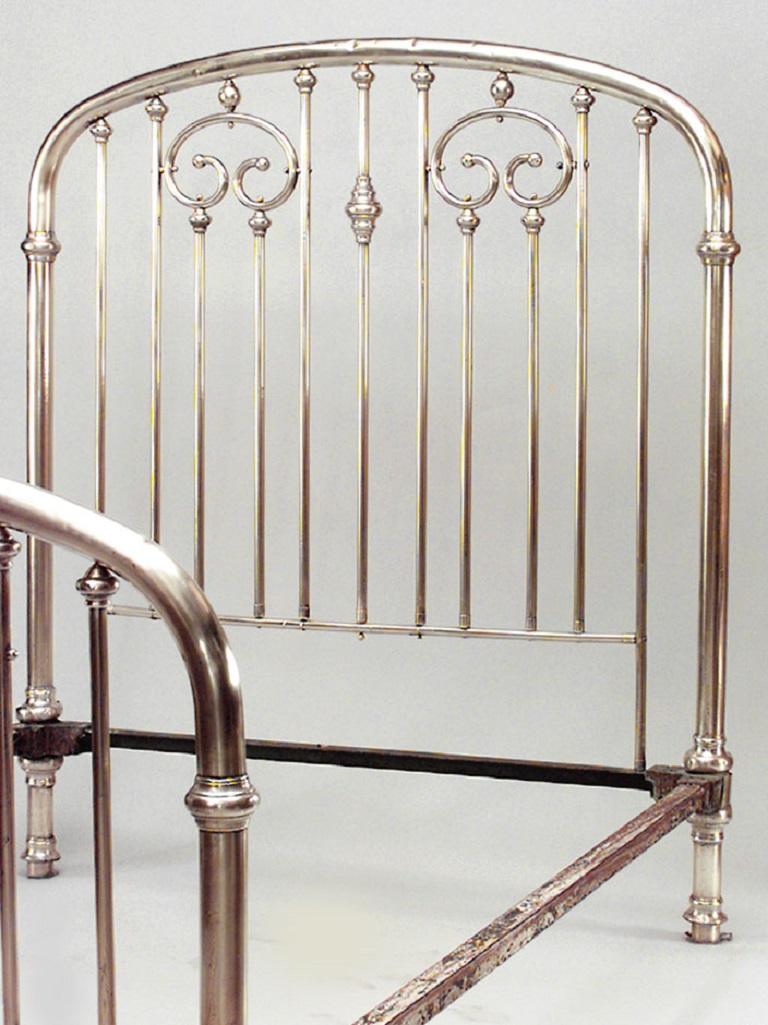 American Victorian brass full size bed with spindle design and double scroll top (includes: headboard, footboard, rails).