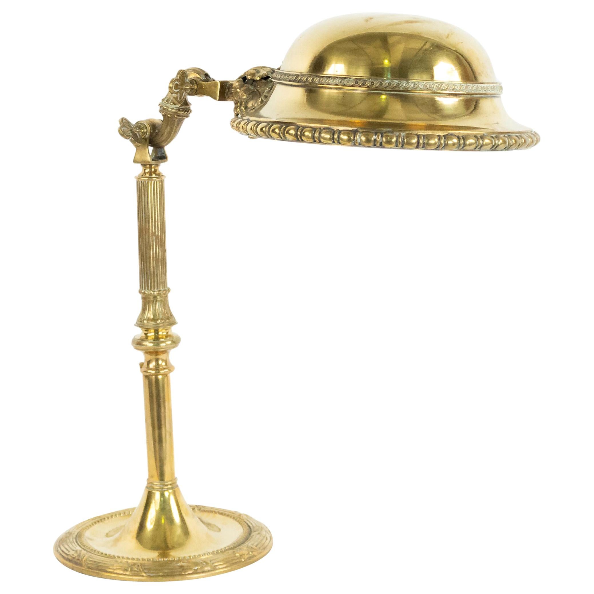 American Victorian Brass Gorham Student Lamp For Sale